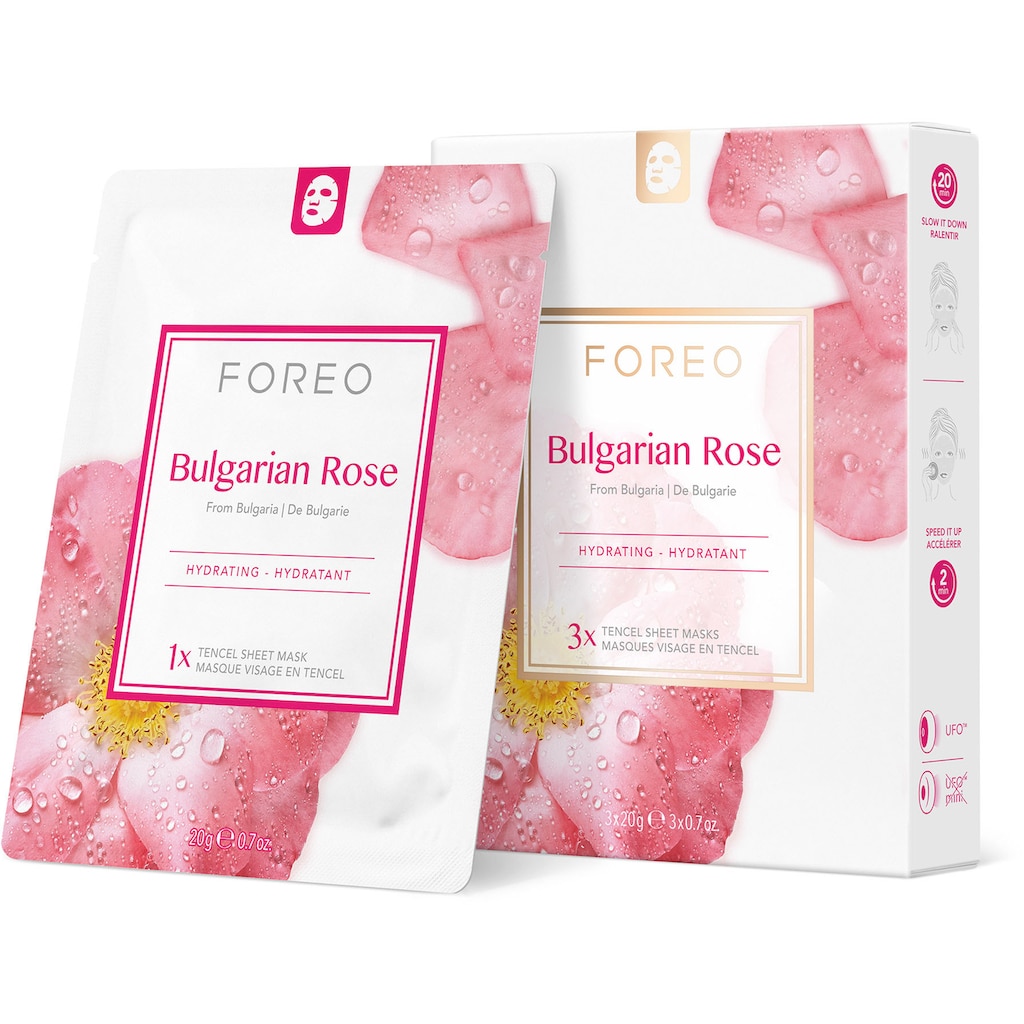 FOREO Gesichtsmaske »Farm To Face Collection Sheet Masks Bulgarian Rose«, (3 tlg.)