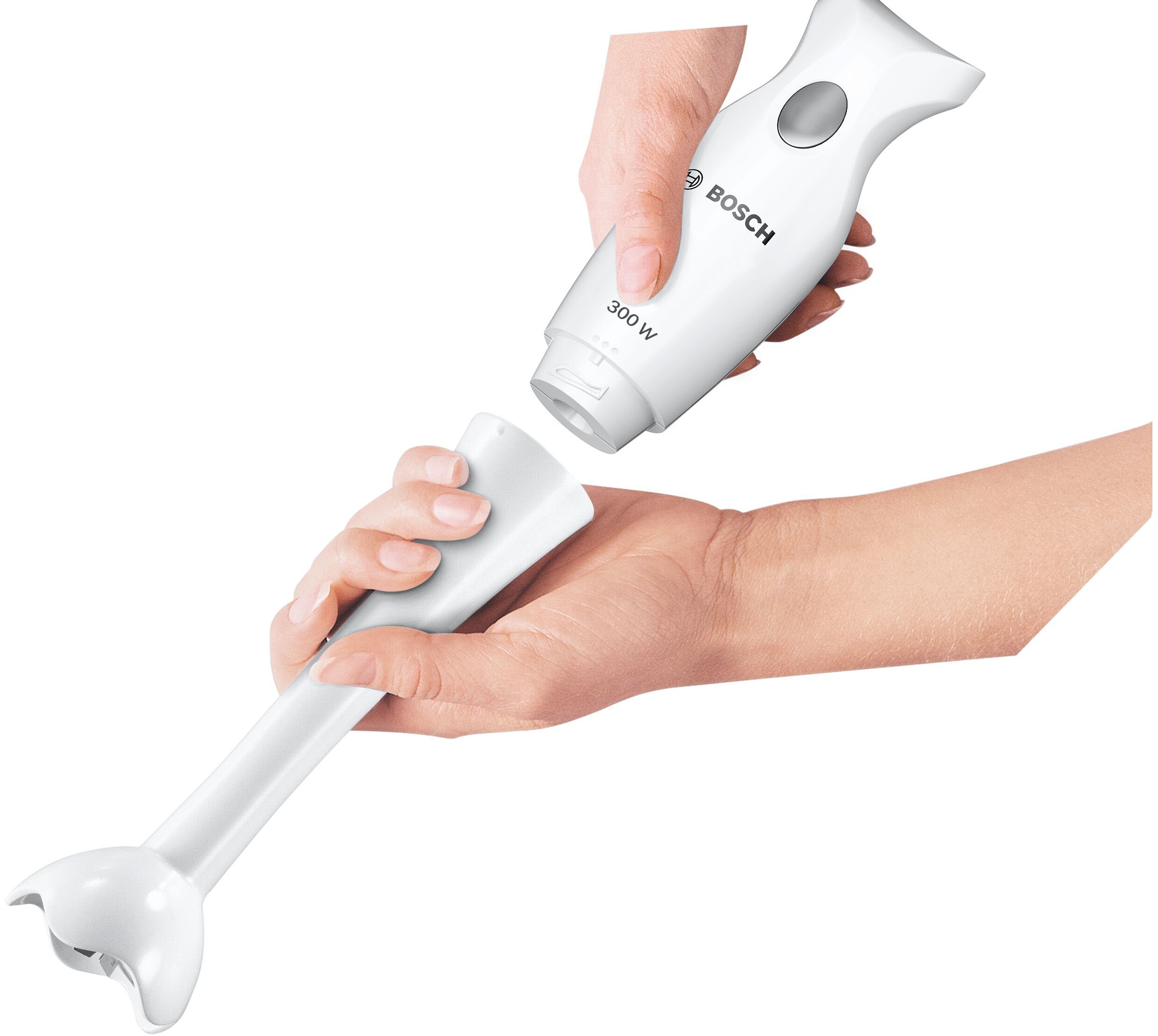 BOSCH Stabmixer »MSM6B150, 4 Klingen, ergon. Griff, Mixbecher, weiß/grau«, 300 W, Made in Europe