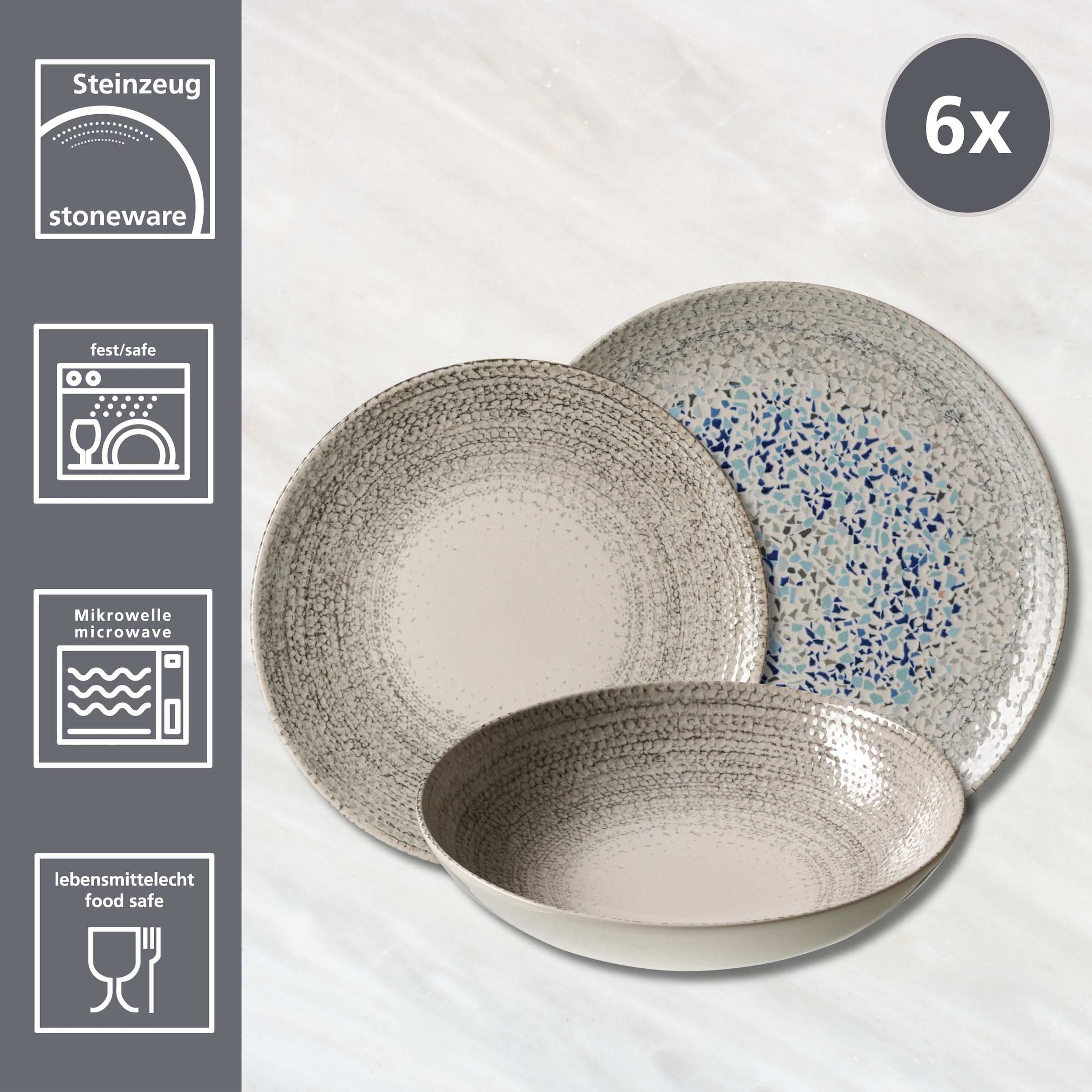 Ritzenhoff & Breker Tafelservice »Rimini« Teller Set, aus Steinzeug für 6 Personen