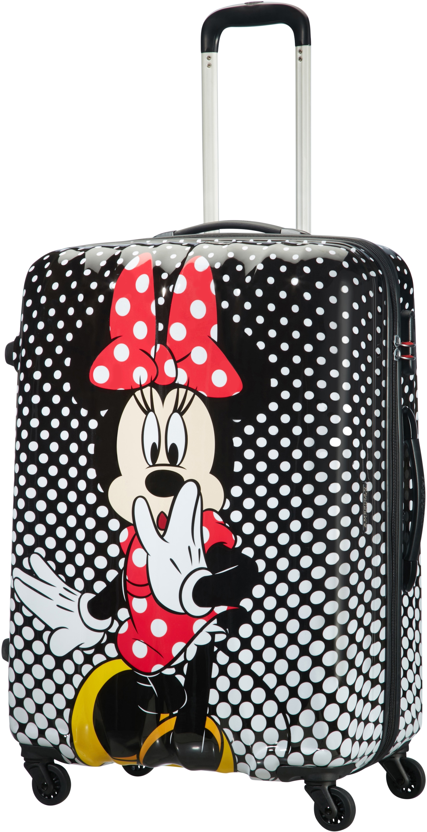 American Tourister® Hartschalen-Trolley »Disney Legends, Minnie Mouse Polka Dots, 75 cm«, 4 Rollen, Kinder Reisegepäck Koffer groß TSA-Zahlenschloss