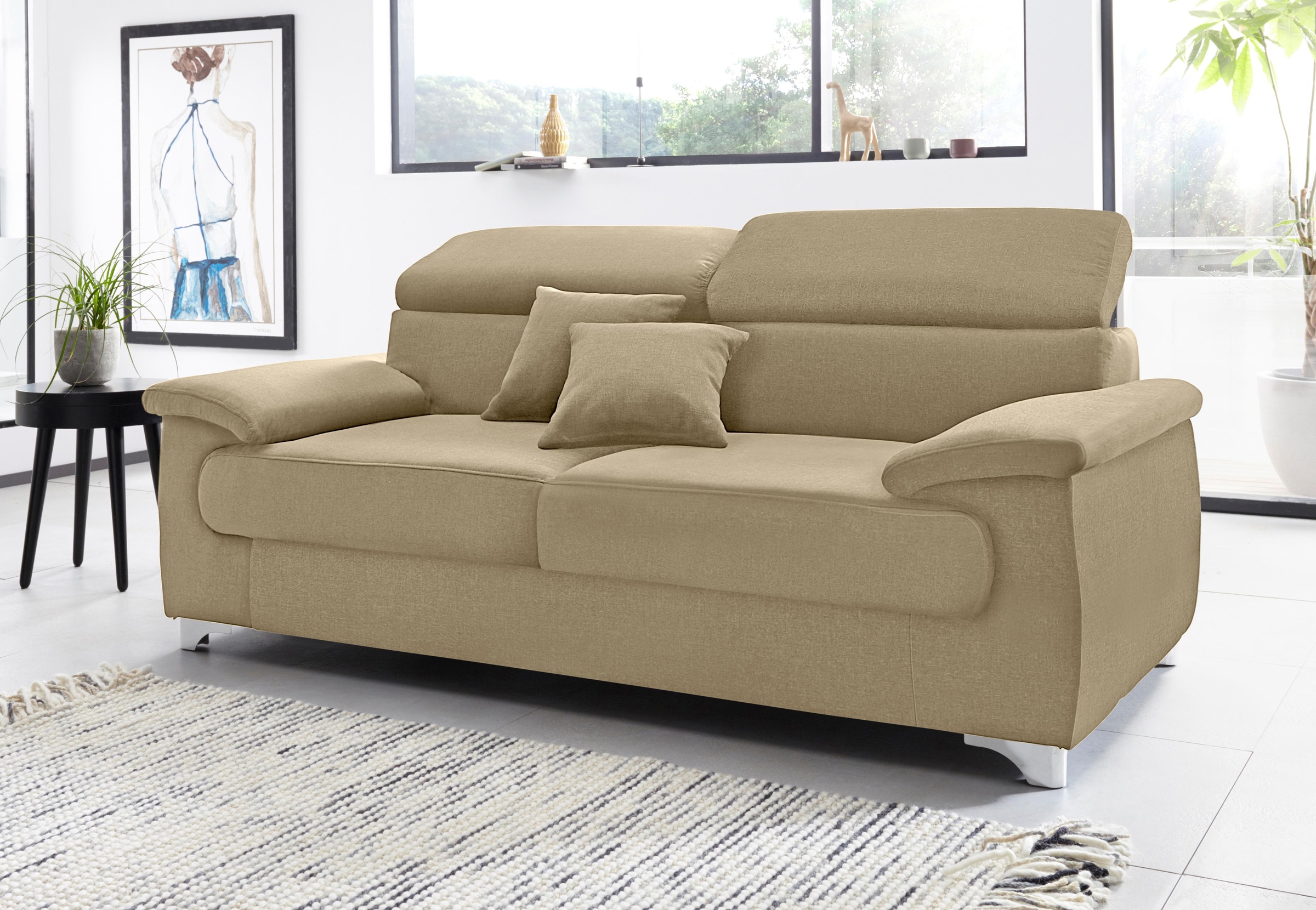 DOMO collection 2,5-Sitzer »Mira inklusive Kopfteilverstellung für mehr Wohlfühlkomfort«, elegant und modern, komfortabel, frei im Raum stellbar