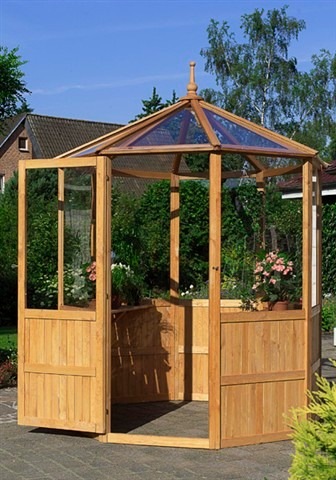 Promadino Gewächshaus »Capri« in braun, Größe B/H/T: 196 cm x 196 cm