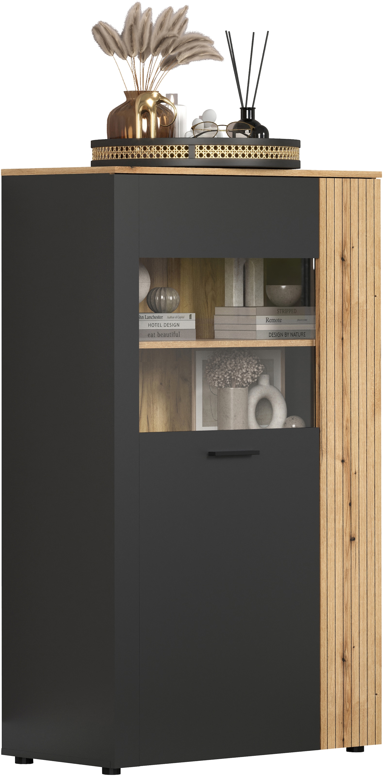 INOSIGN Highboard »Estepona«, (1 St.), Highboard mit 2 Türen - (B/T/H) 90/42/146 cm