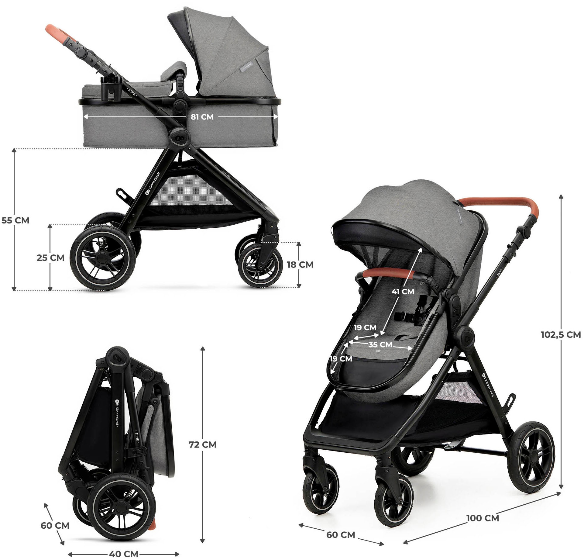 Kinderkraft Kombi-Kinderwagen »ESME 3IN1« 25 kg