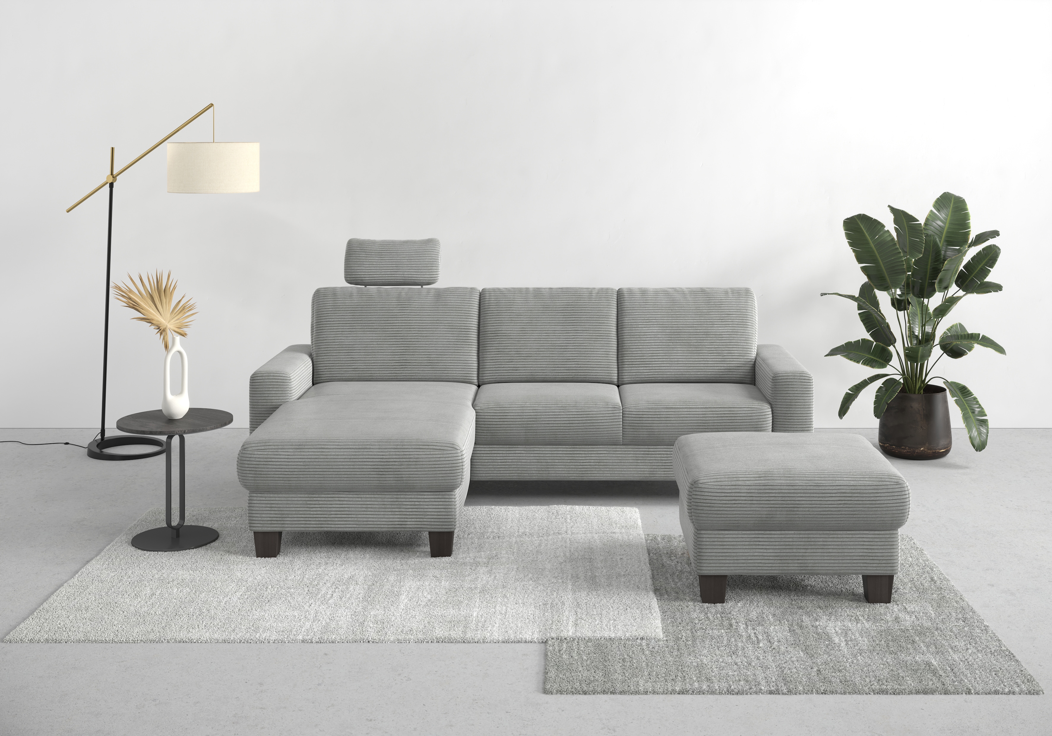 Home affaire Ecksofa "Summer L-Form" mit Recamiere, mit oder ohne Schlaffunktion & Bettkasten, Cord-Bezug