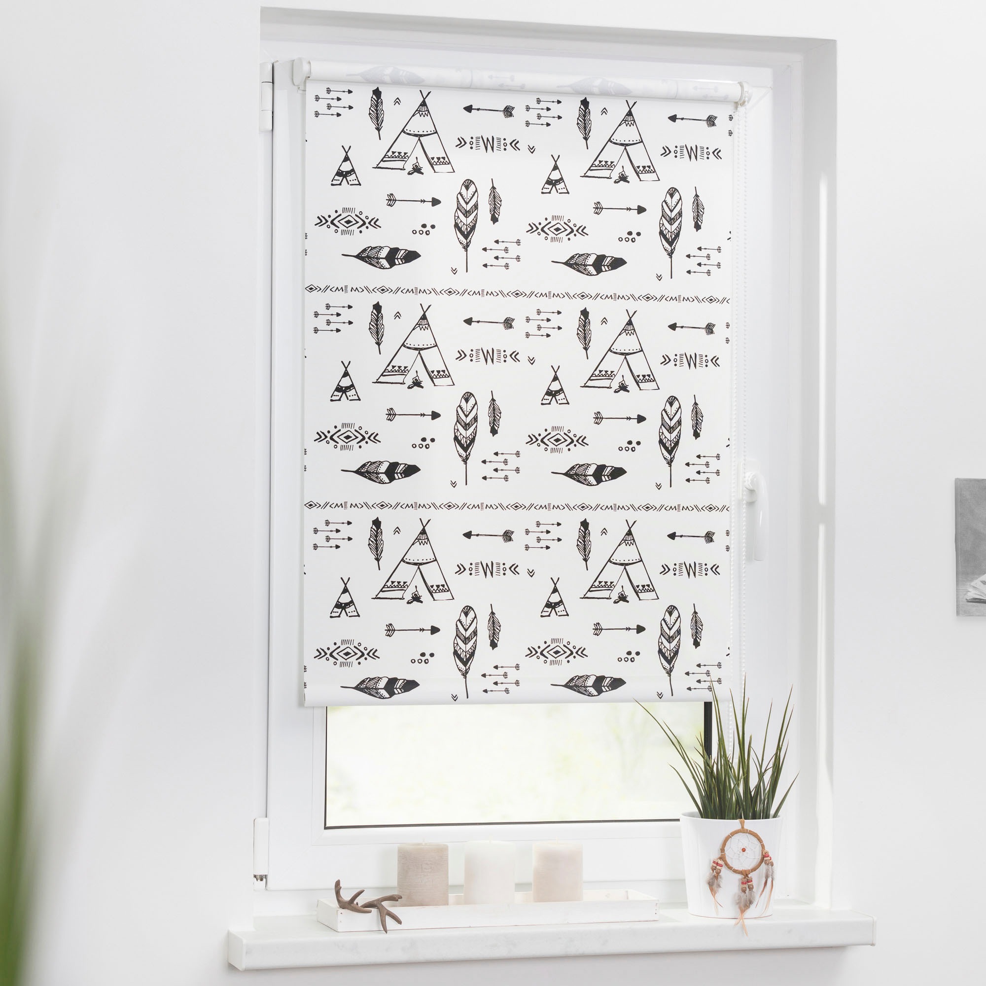 LICHTBLICK ORIGINAL Seitenzugrollo »Klemmfix Digital Tipi« verdunkelnd energiesparend ohne Bohren freihängend bedruckt