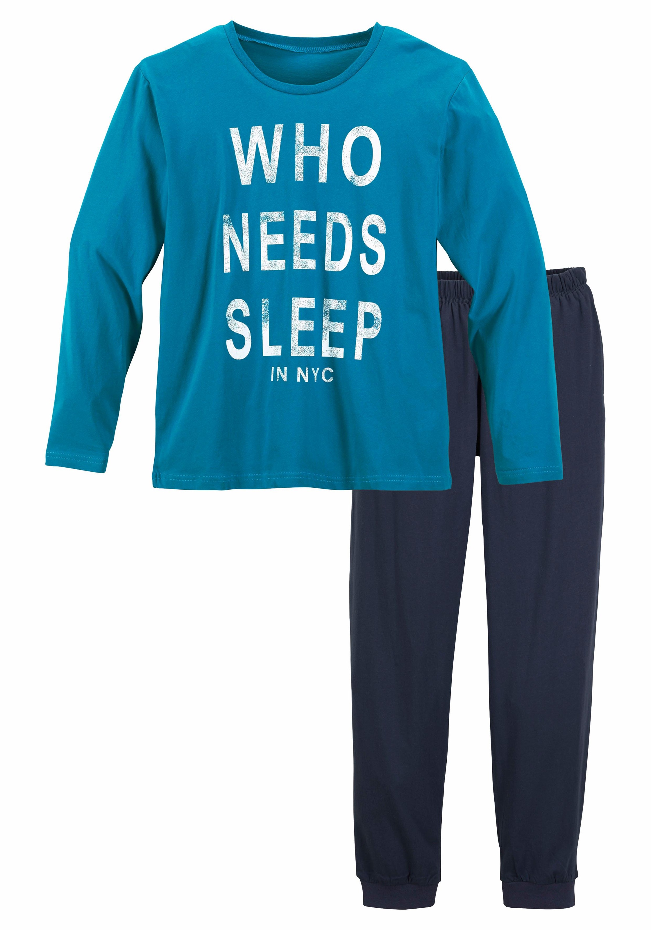 AUTHENTIC LE JOGGER Pyjama, (2 tlg., 1 Stück), "Who needs sleep"