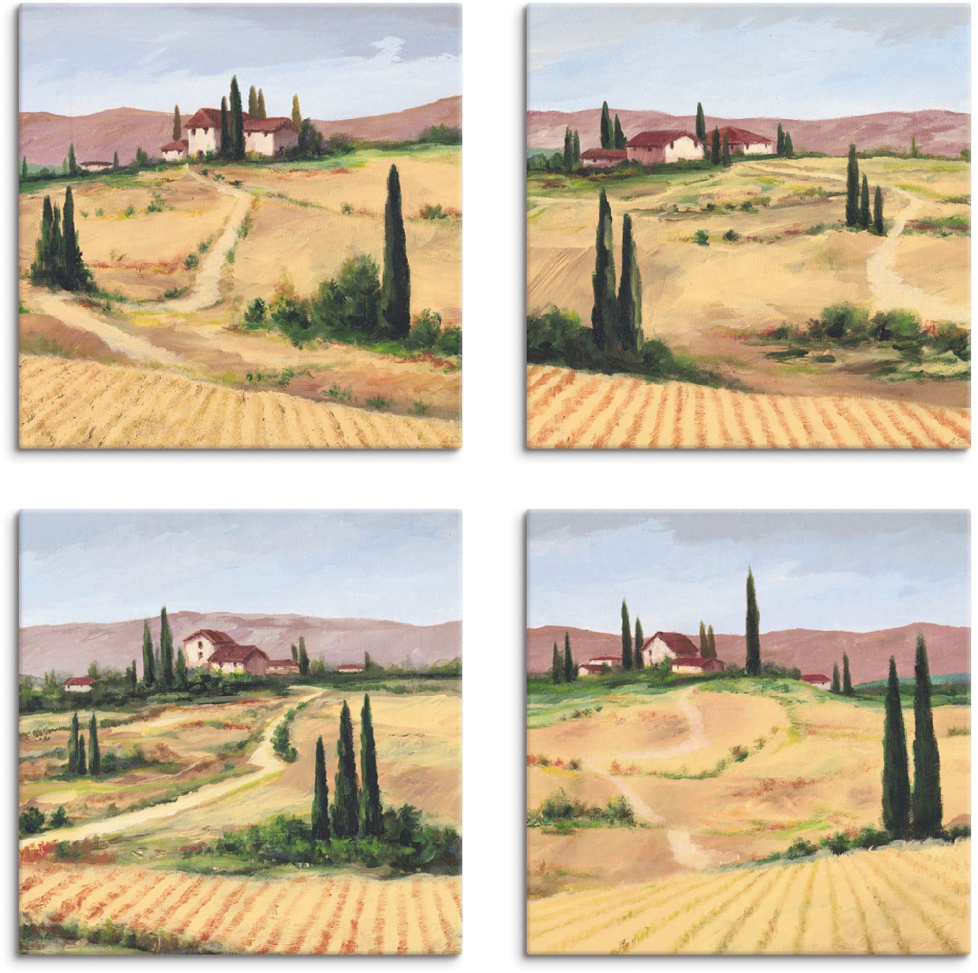Artland Leinwandbild »Die toskanische Landschaften«, Europa, (4 St.), 4er Set, verschiedene Größen