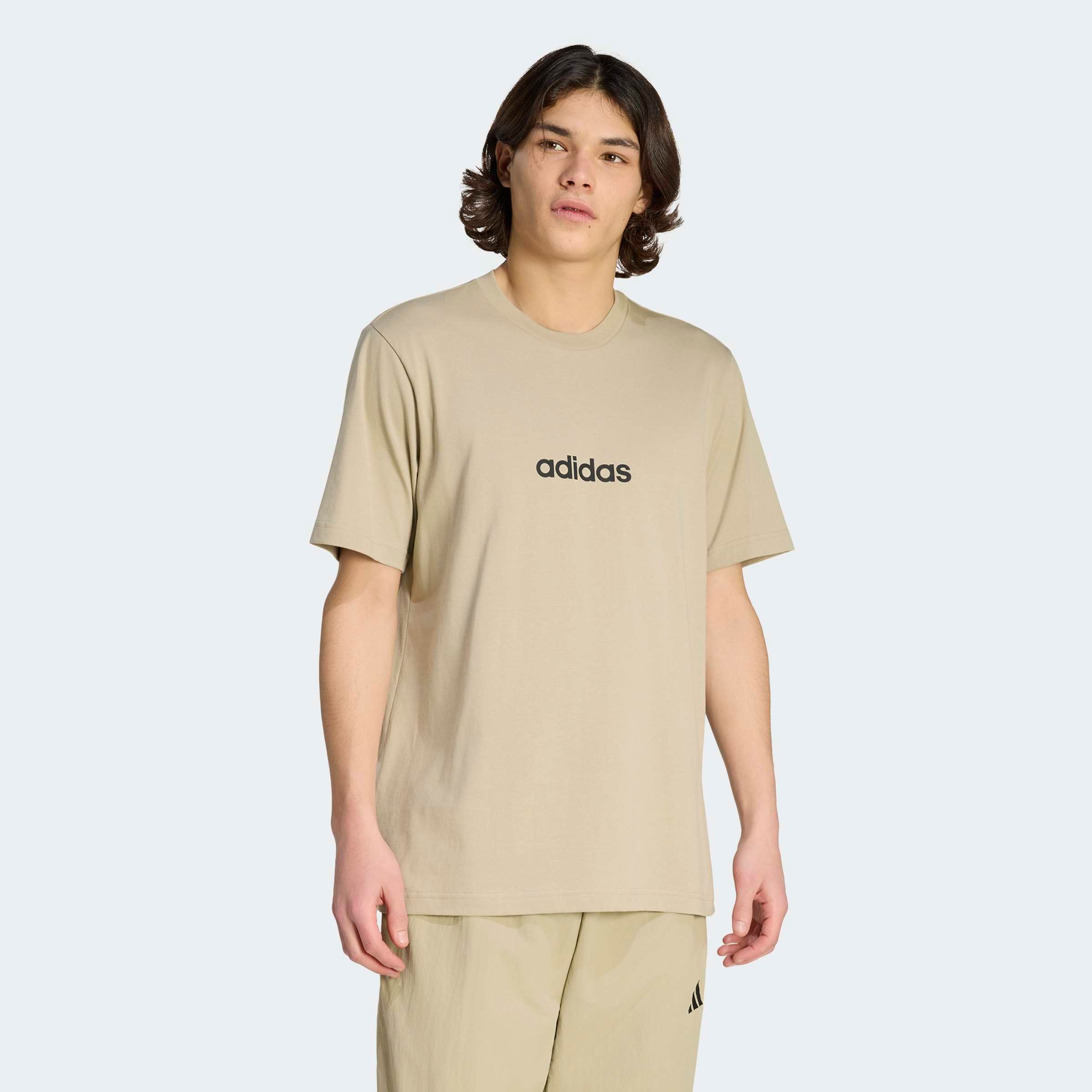 adidas Sportswear T-Shirt »ESSENTIALS LINEAR SINGLE JERSEY« überschnittene Schultern, Kurzarmdesign, aus Baumwolljersey