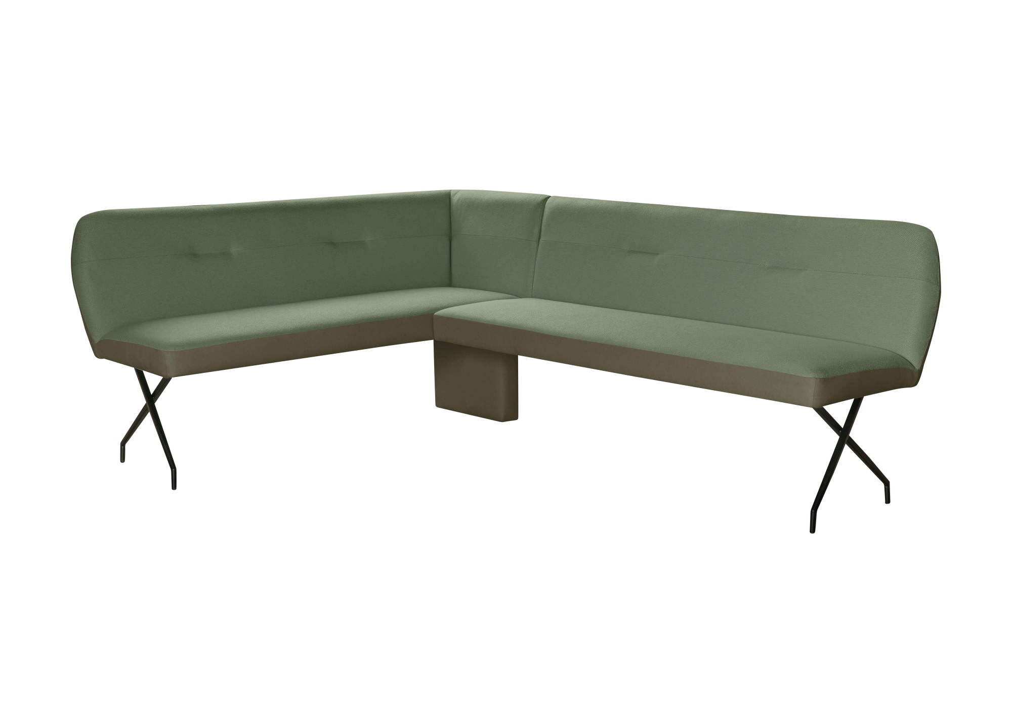 OTTO home Eckbank »Bruna Esszimmerbank, Bank, Küchenbank, Polsterbank« Mattschwarzes Metallgestell, 2-Stoff-Design, Wellenfederung im Sitz