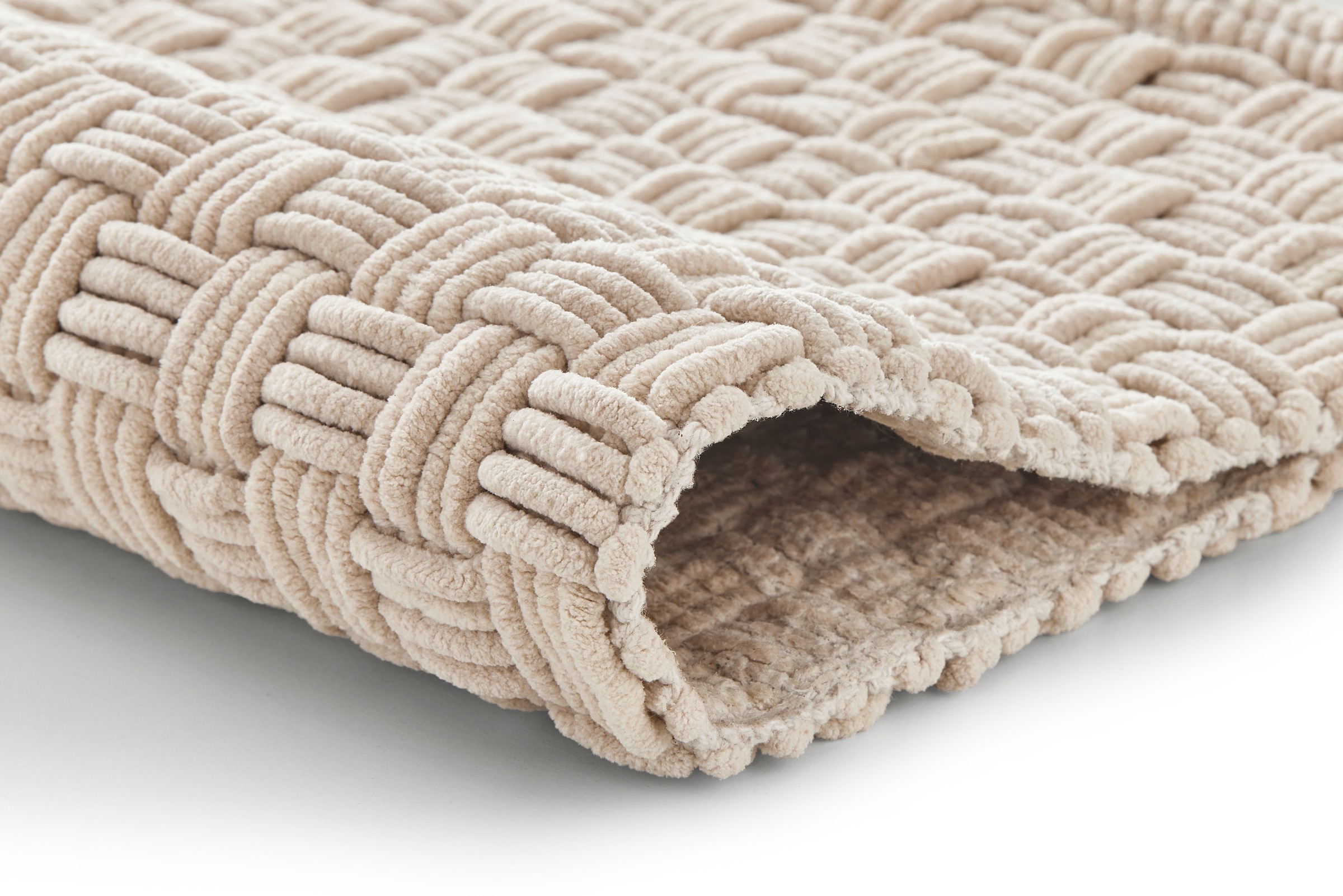 Kleine Wolke Badematte »Matino«, rutschhemmend beschichtet, fußbodenheizungsgeeignet, Badteppich,Uni Farben, handgefertigt, geflechtete Optik