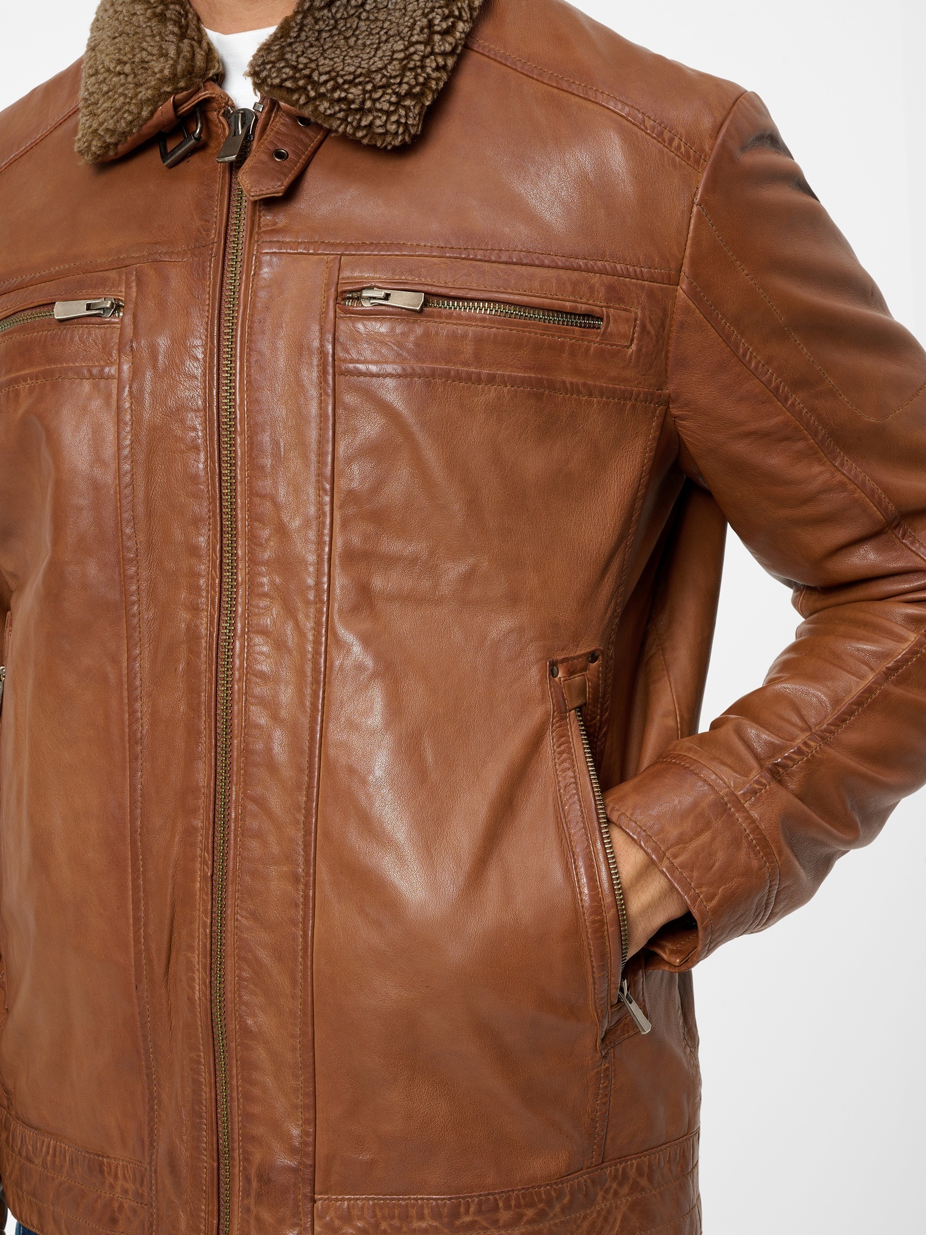 RICANO Lederjacke »Lederjacke Dino« ohne Kapuze Handgefertigt aus echtem Leder