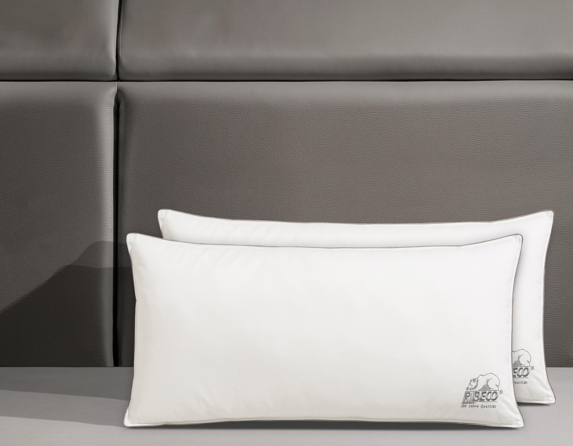 RIBECO Microfaserkissen »Marie, Kissen 40x80 cm & 80x80 cm im Spar-Set erhältlich!«, Füllung: 100% Polyester, Bezug: 100% Baumwolle, (Spar-Set, 2 St.), Kopfkissen-Set, flauschig & Allergiker geeignet (Hausstauballergiker)