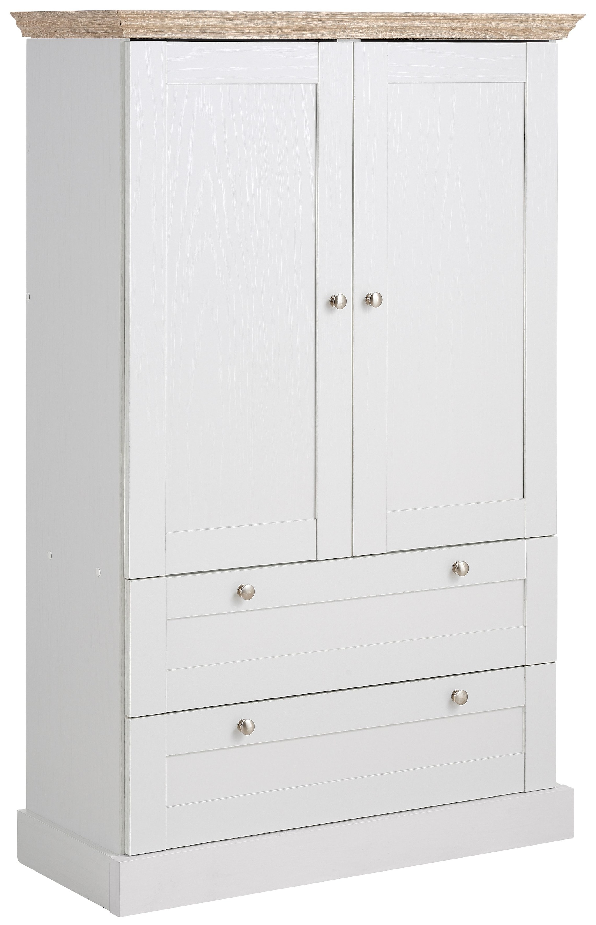 Home affaire Drehtürenschrank »Binz, Wäscheschrank, Mehrzweckschrank, skandinavischer Landhausstil«, (B/H/T ca. 84/130/35 cm), viele Stauraummöglichkeiten, Metallgriffe, Türen mit Rahmen/ Kassetten