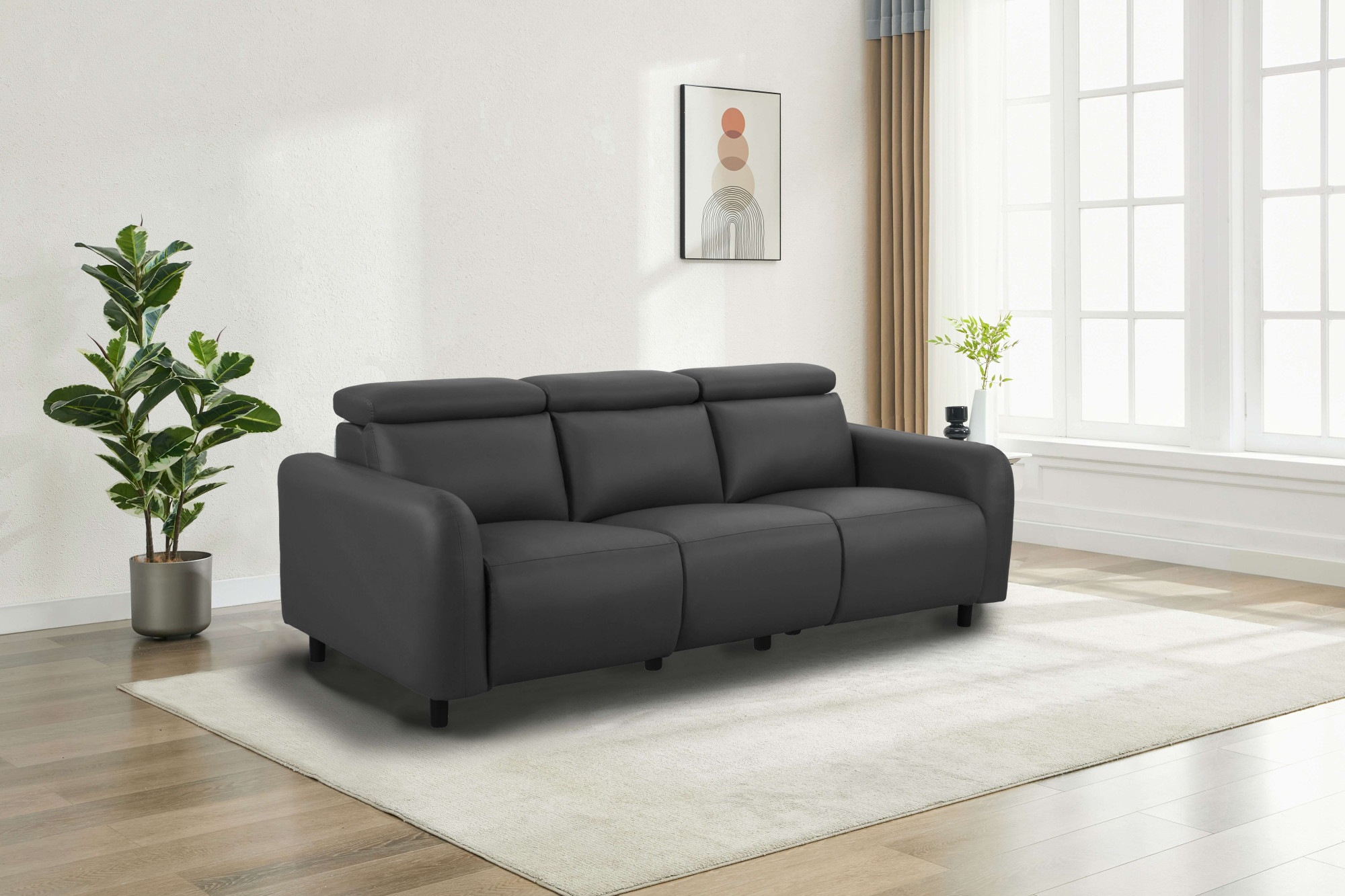 Home affaire 3-Sitzer »SKAANE Kunstleder, 229 cm, manuelle-u. elektrische Relaxfunktion«, Relax-Funktion in 2 Sitzen, Kopfteilverstellung, Federkernpolsterung