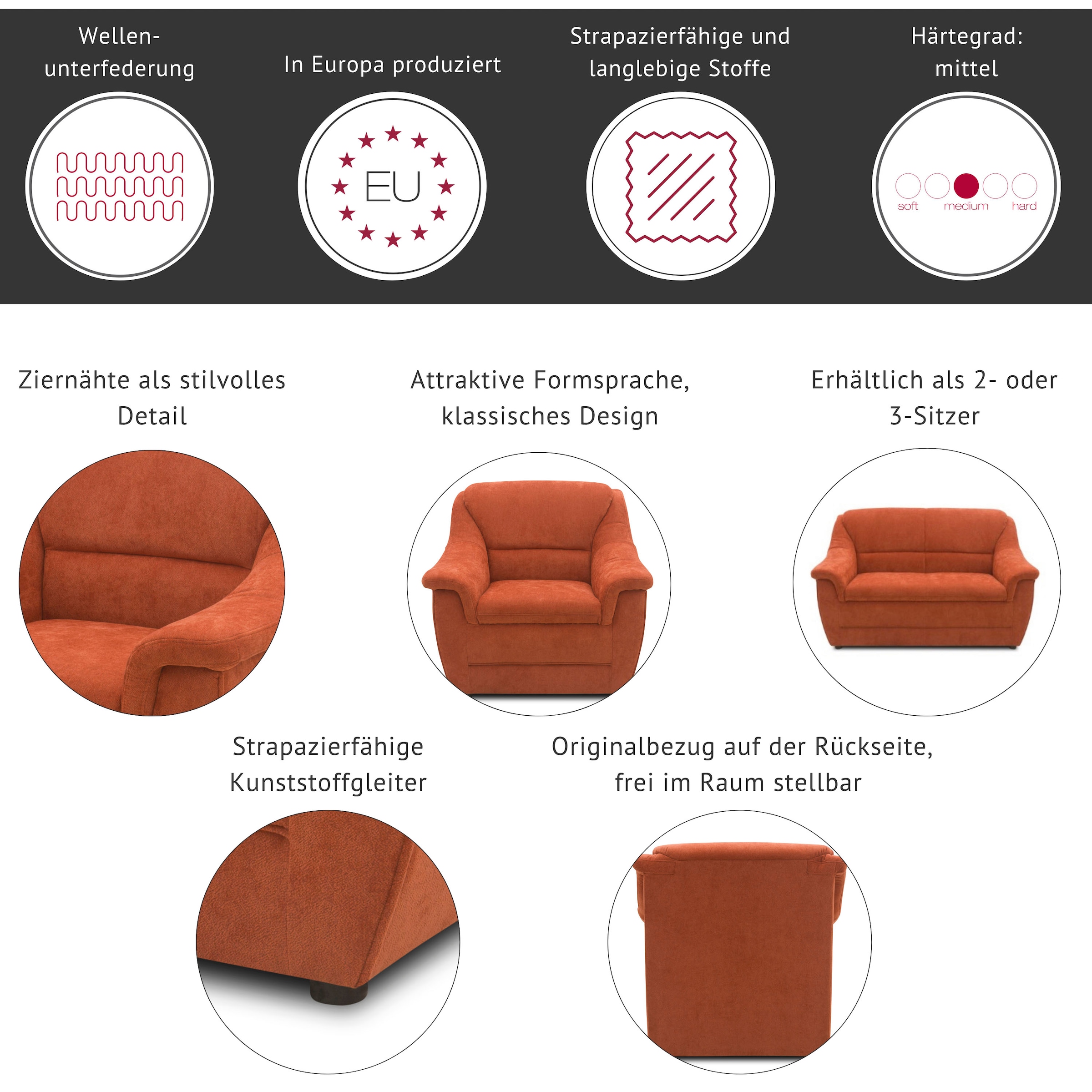 DOMO collection 2-Sitzer »Lale formschönes und komfortables Sofa, zeitlos und elegant« optimal für kleinere Räume