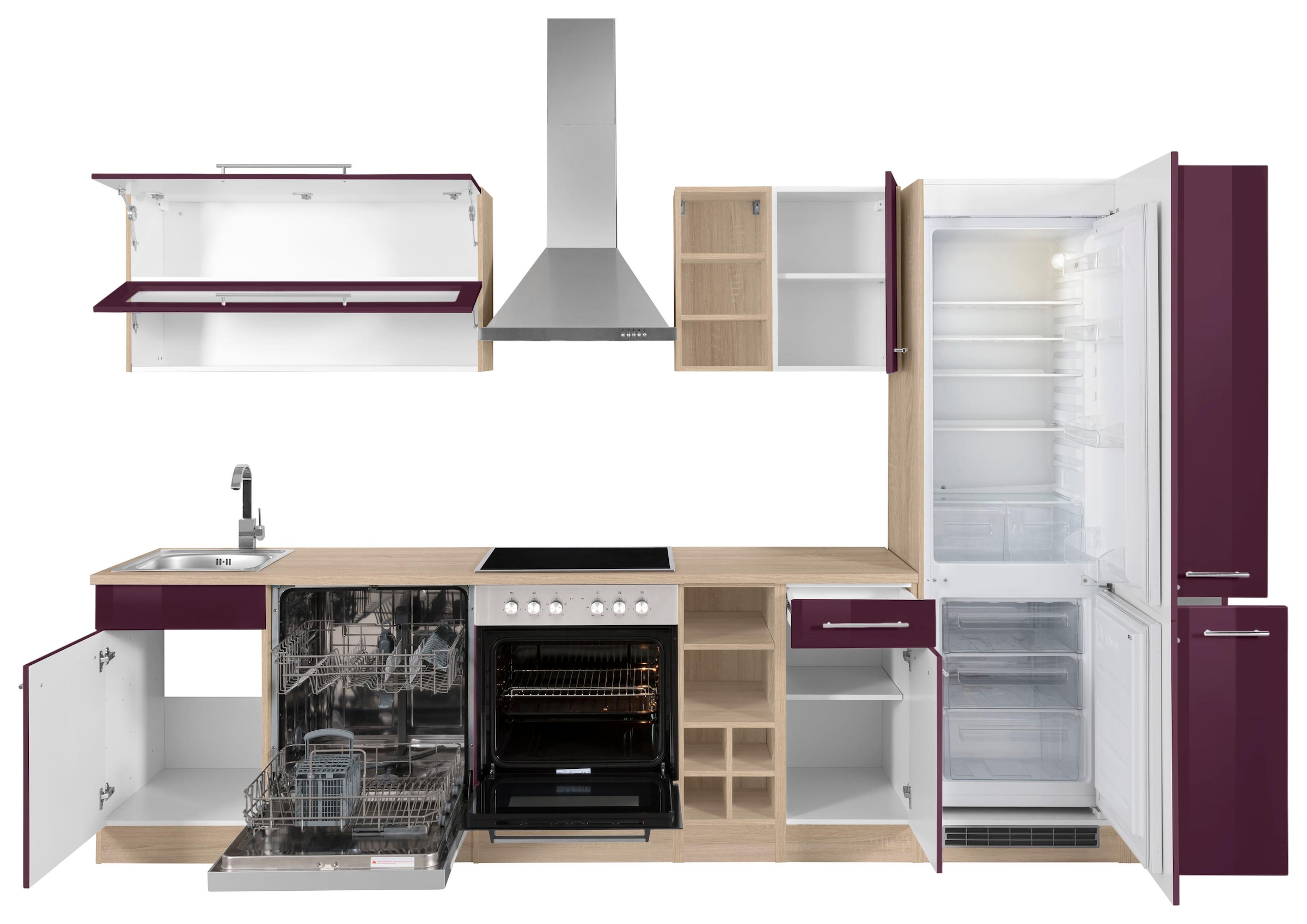 KOCHSTATION Küchenzeile »KS-Eton« mit E-Geräten, Breite 330 cm