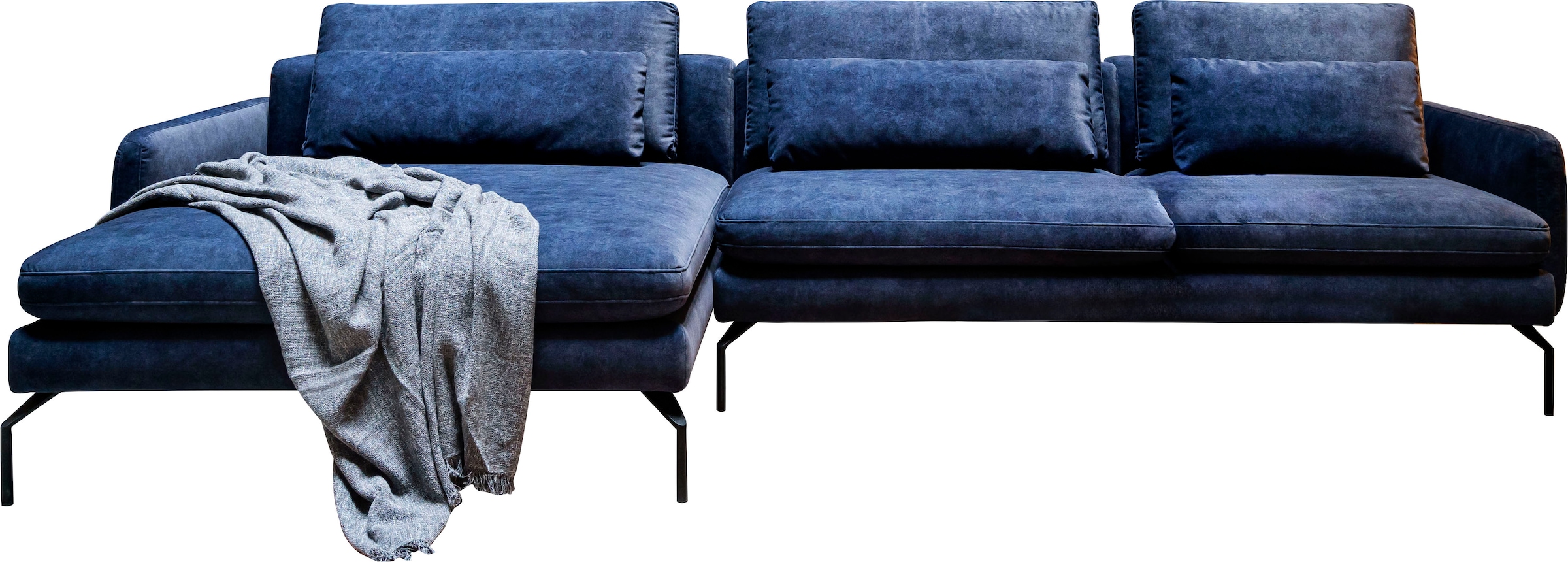 exxpo - sofa fashion Ecksofa »Komfortsofa Look, moderner Webvelours Bezug, extrabreite Sitzflächen«, komfortabler Sitz, L-Form, Breite 329cm, hoher Designfuß, OTTOs Choice