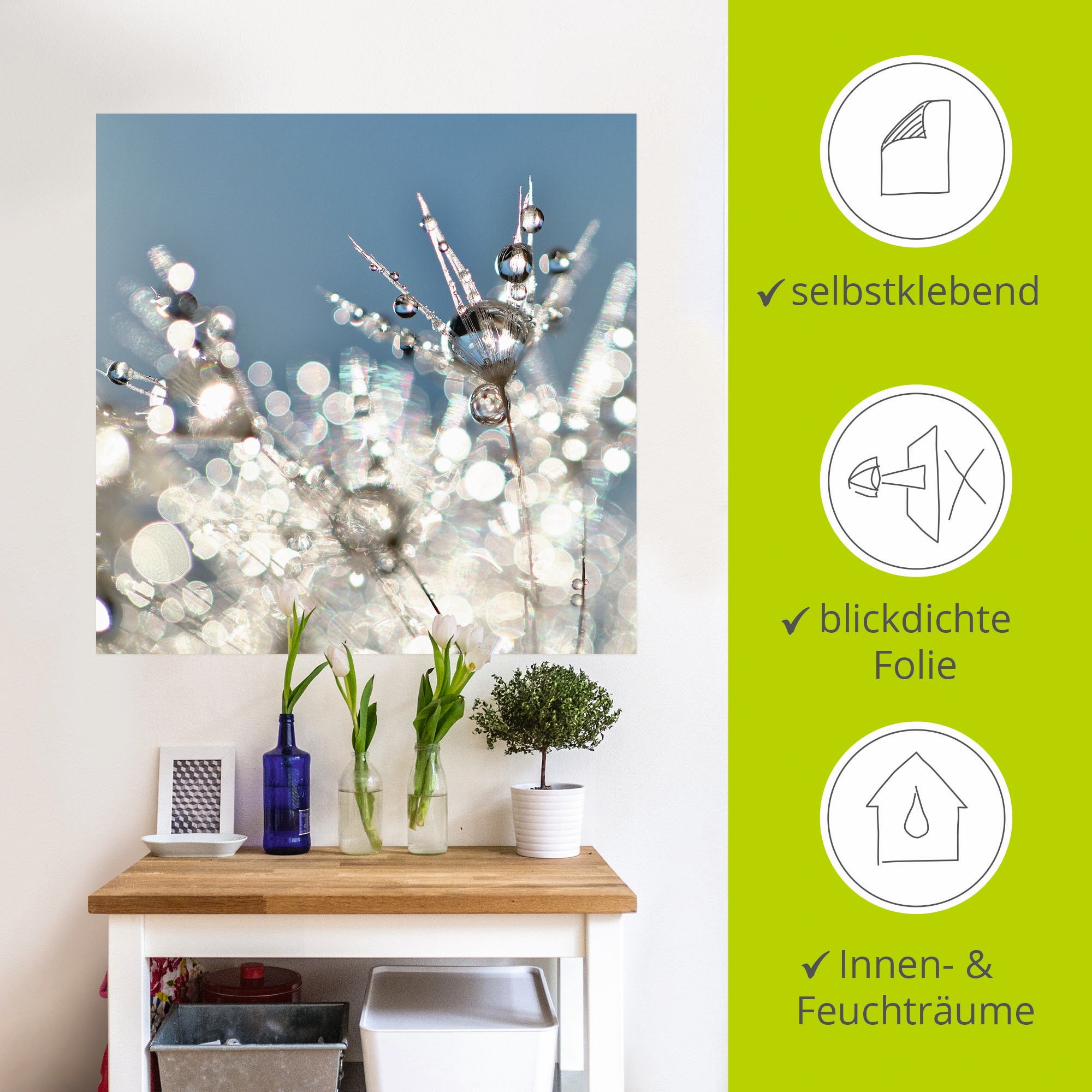 Artland Wandbild »Pusteblume Tropfen abstrakt«, Blumen, (1 St.), als Leinwandbild, Poster, Wandaufkleber in verschied. Größen
