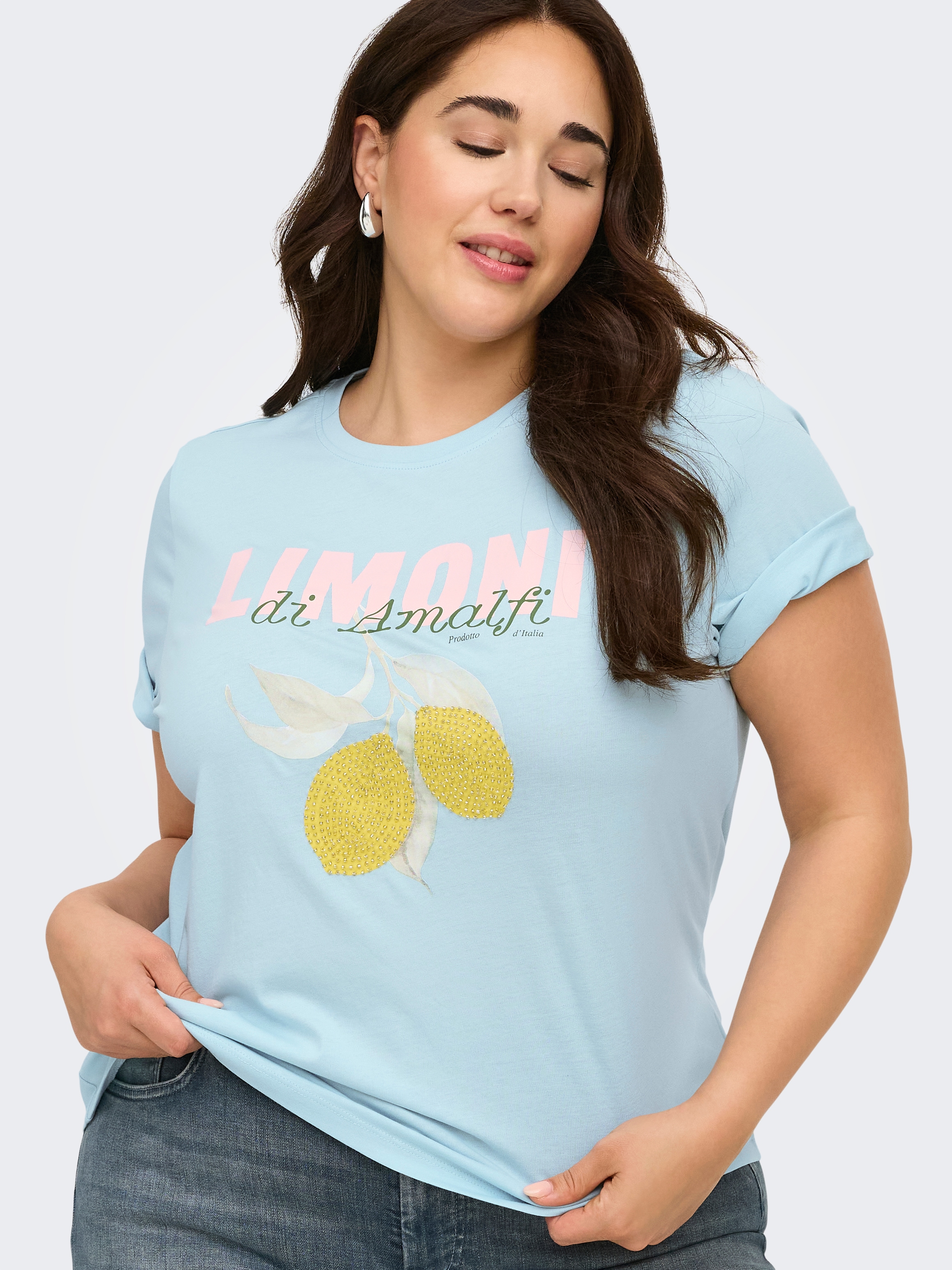 ONLY CARMAKOMA Kurzarmshirt »CARKITA LIFE S/S PEARL TOP JRS«