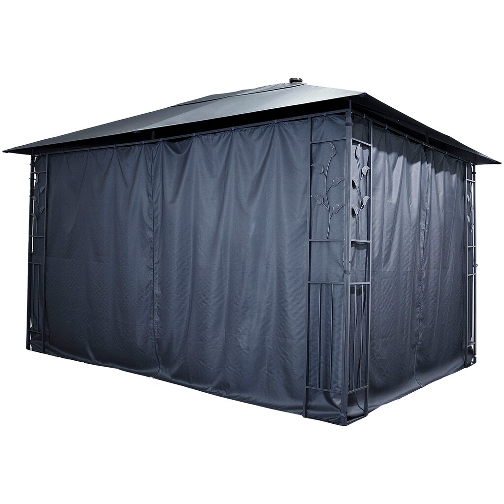 Livotion Pavillon, mit LED-Beleuchtung, in Blätteroptik, 300x400cm, grau