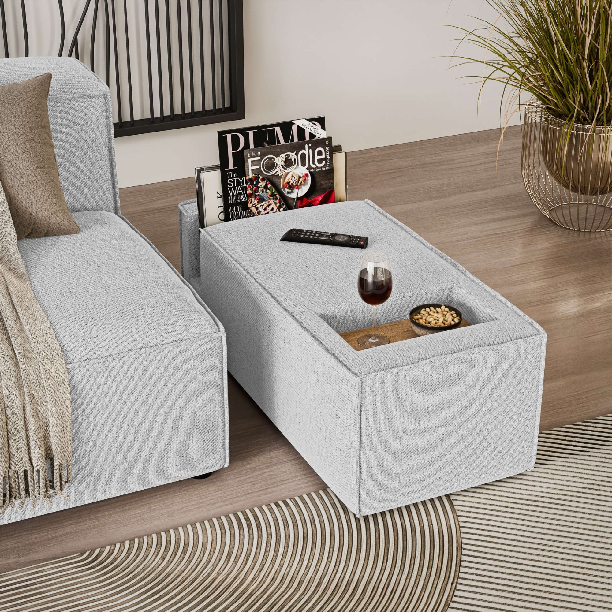 INOSIGN Sofaelement »HAILY Tisch für das Modulsofa, Maße B/T/H: 45/100/37 cm«, als Modul oder separat verwendbar, mit Steckfach und Ablagefläche