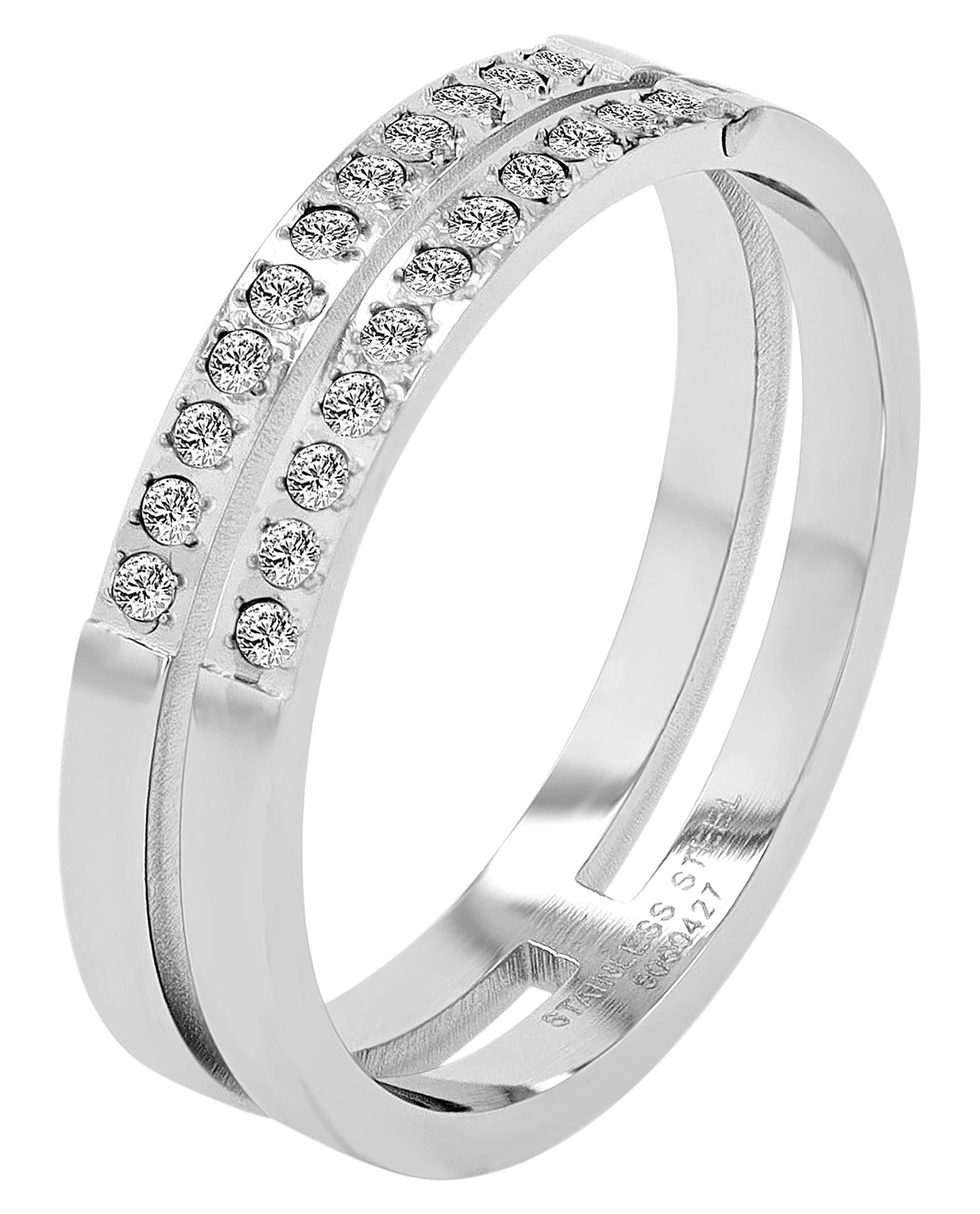 Adelia´s Fingerring »Damen Ring aus Edelstahl mit Strass Steinchen«