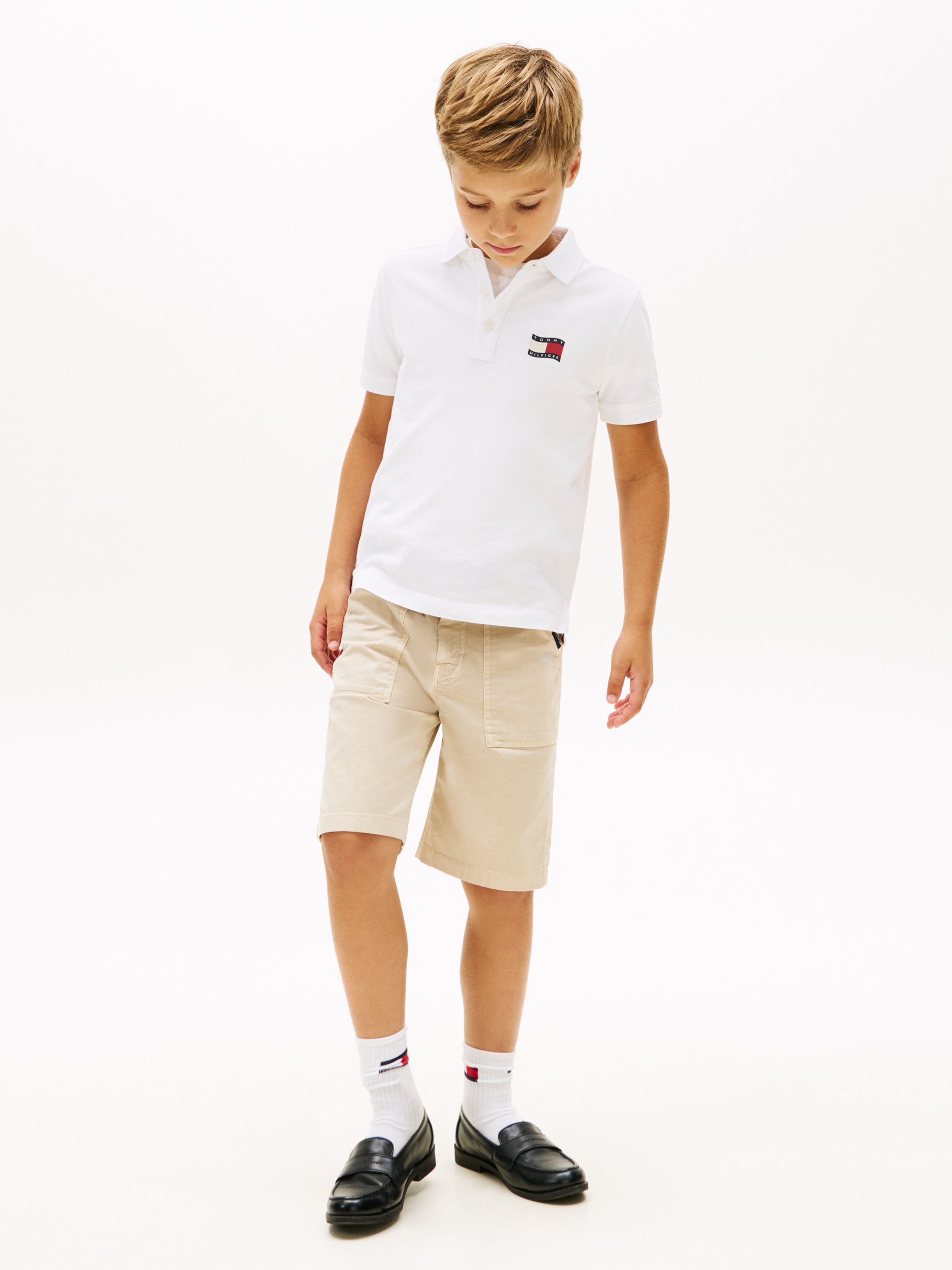 Tommy Hilfiger Poloshirt »WAVY FLAG POLO ITHICA PLACKET SHORT SLEEVE« Kinder bis 16 Jahre, Baumwoll-Piqué, regular fit
