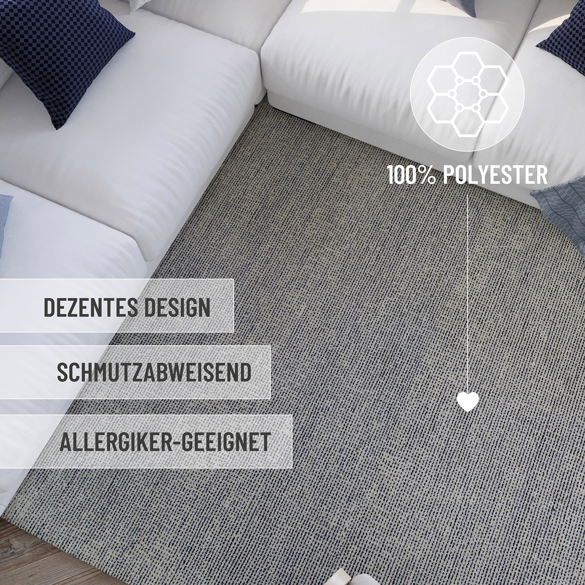 Wecon home Teppich »Hamptons THIRTYTWO«, rechteckig, 15 mm Höhe, Läufer, Kurzflor, Wohnzimmer, Schlafzimmer, elegant, robust, Linien