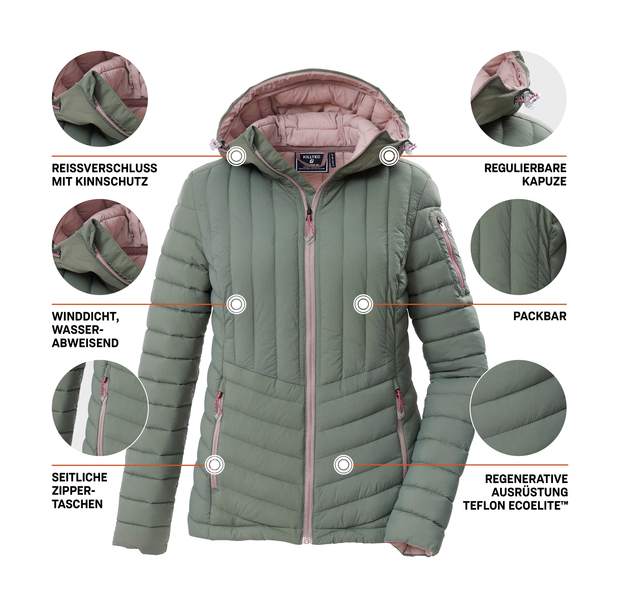 Killtec Steppjacke »KOS 75 WMN QLTD JCKT« Leicht, atmungsaktiv, winddicht, wasserabweisend, packbar