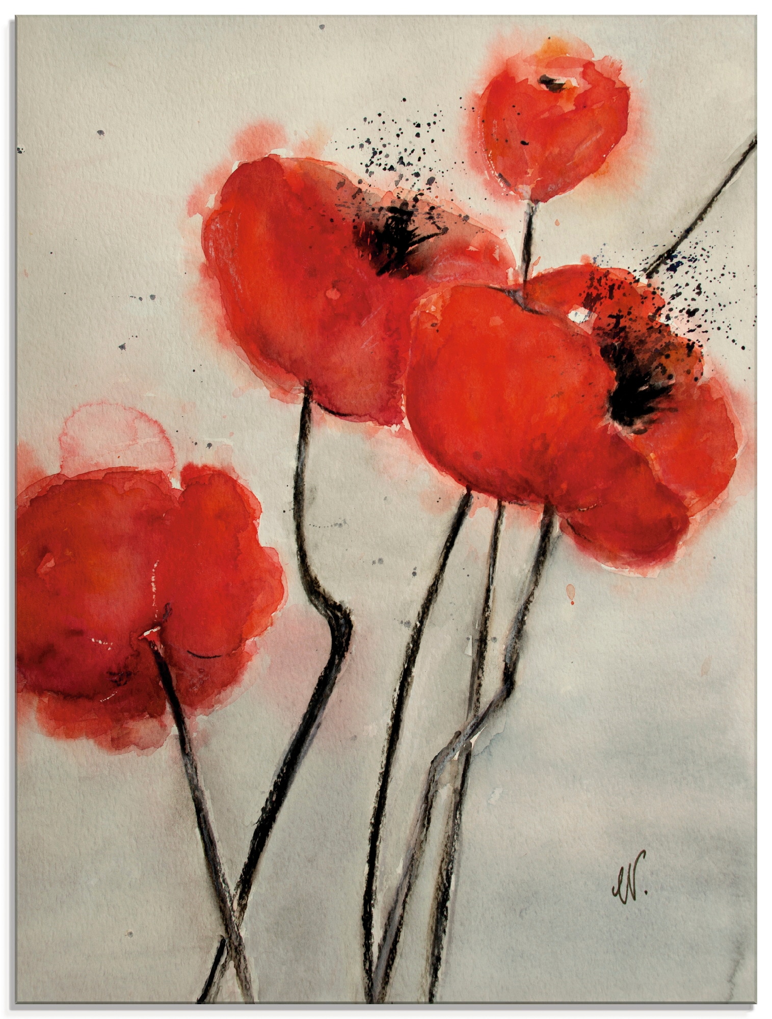 Glasbild »Roter Mohn«, Blumen, (1 St.), in verschiedenen Größen