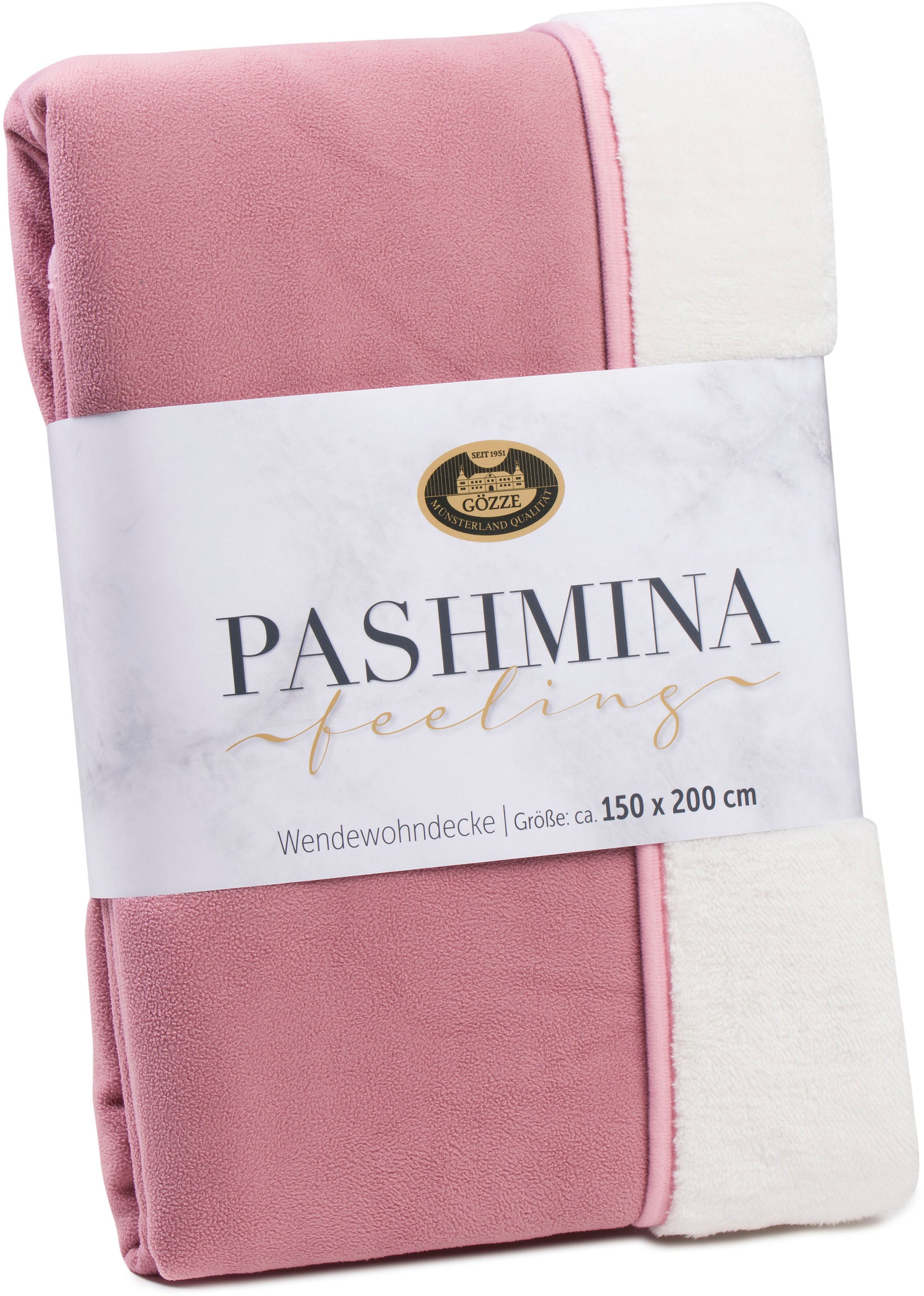 Gözze Wohndecke »Pashmina Wendewohndecke«, flauschig schlichte Unterseite