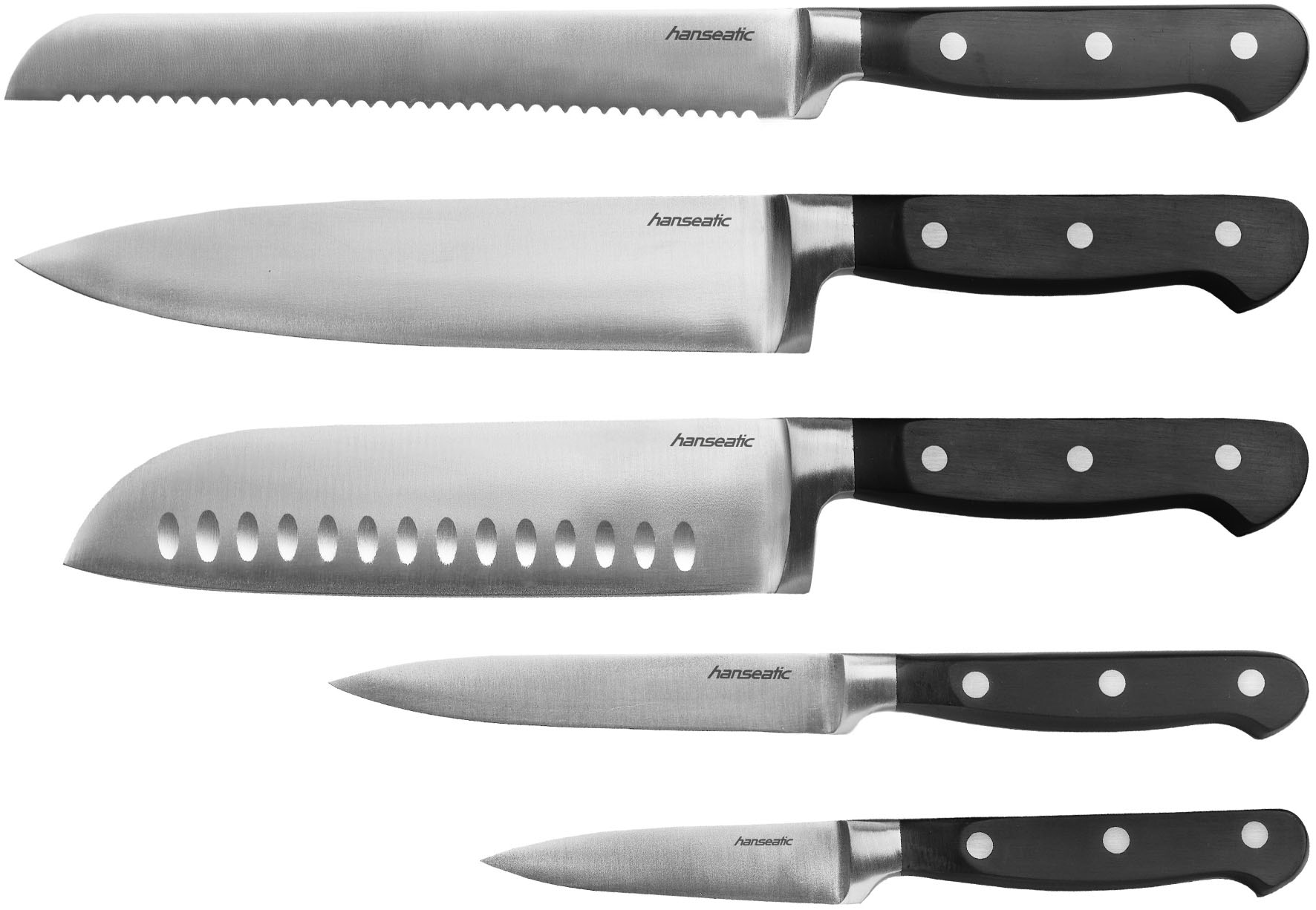 Hanseatic Magnet-Messerblock »hanseatic PREMIUM, aus Eichenholz, Messerblock Set, 6-tlg.« 6 Stk. elegantes Design, herausnehmbarer Borsteneinsatz, 360-Grad-drehbar