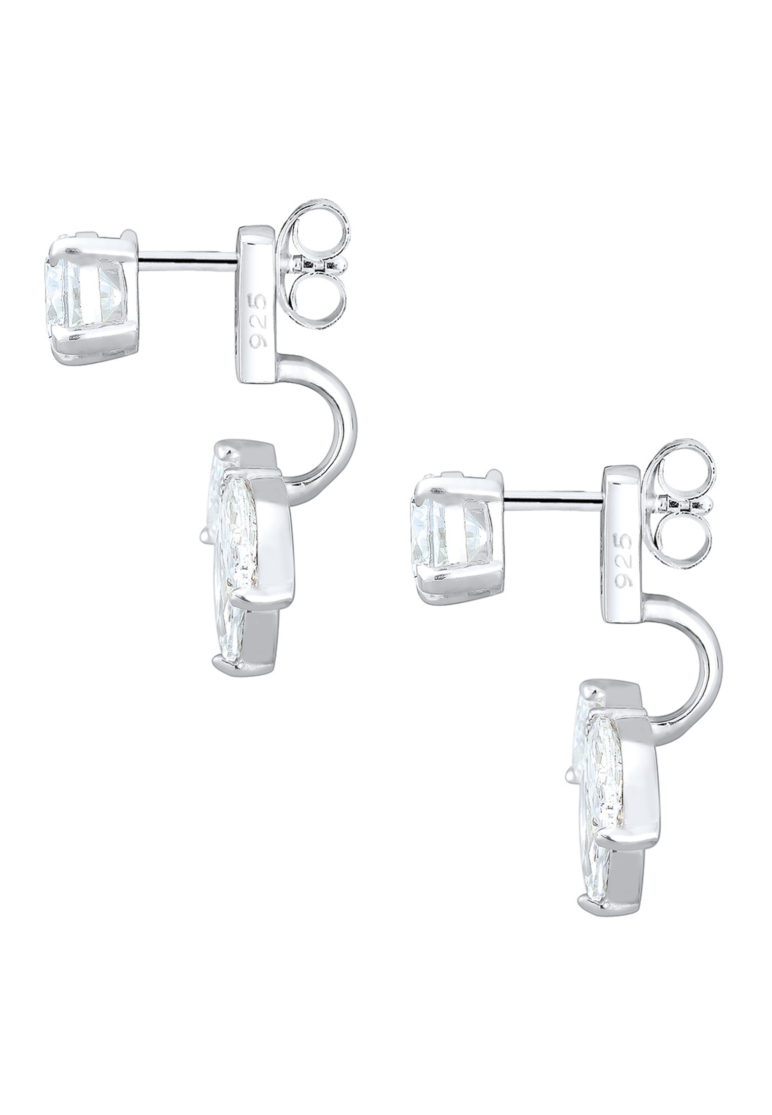 Elli Paar Ohrhänger »Ohrringe Floral Ear Jackets Zirkonia Weiß 925 Sterling Silber«