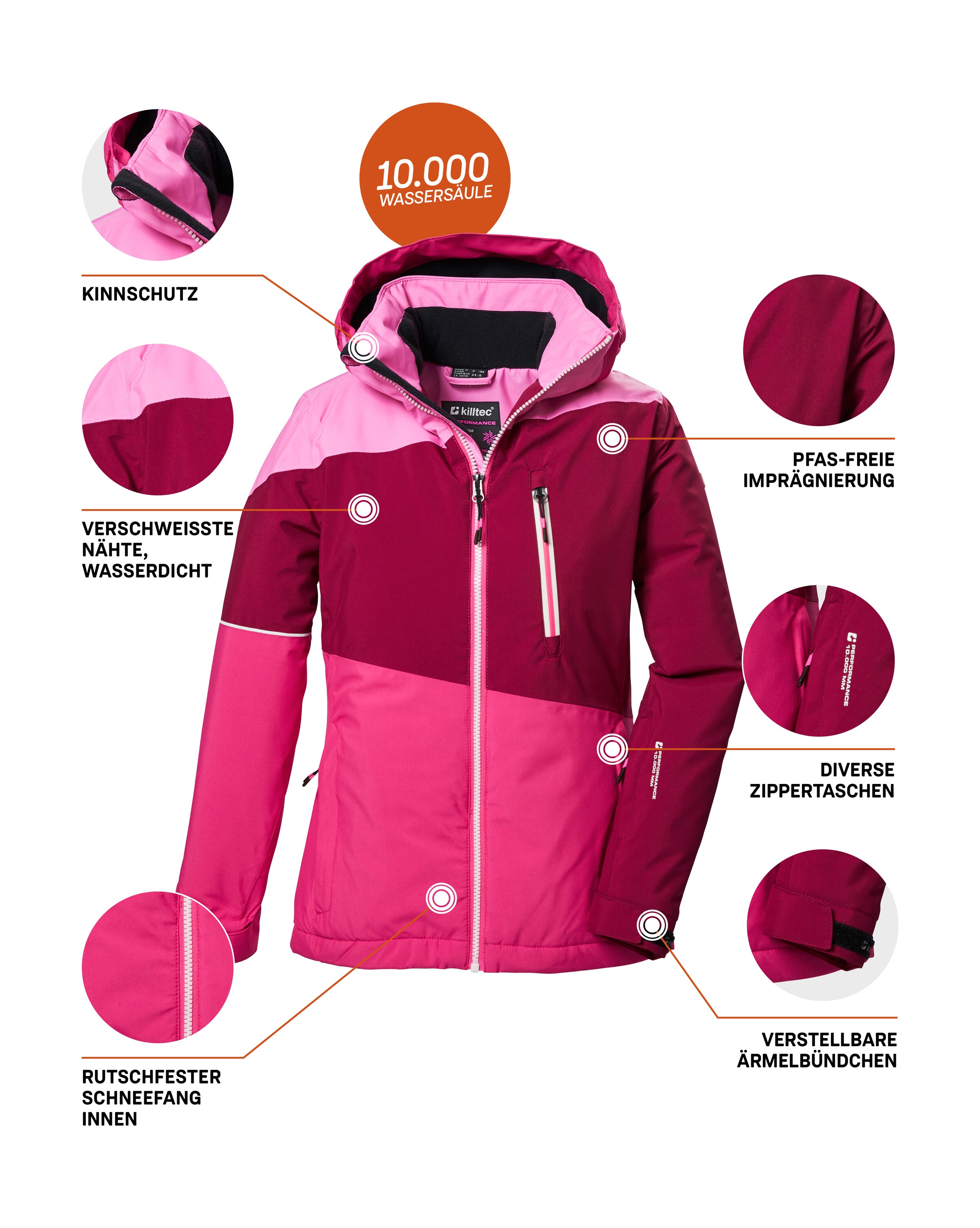 Killtec Skijacke »KSW 331 GRLS SKI JCKT« Atmungsaktive, wasserdichte Jacke mit Fleece-Innenseite, Skipasstasche