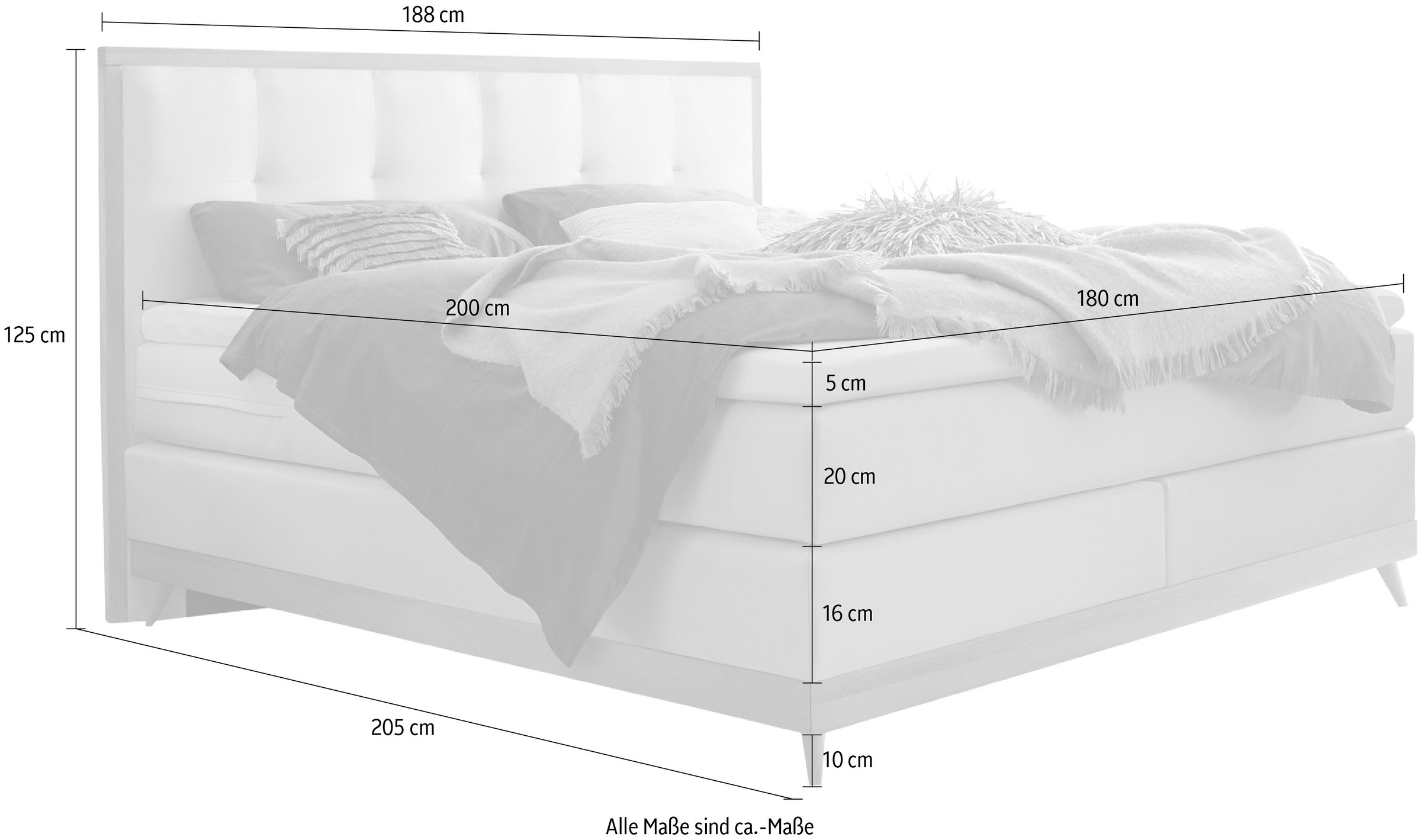 HASENA Boxspringbett Villa, Boxspringbett, edle Polsterteile, Sockel und Kopfteil aus heller Eiche