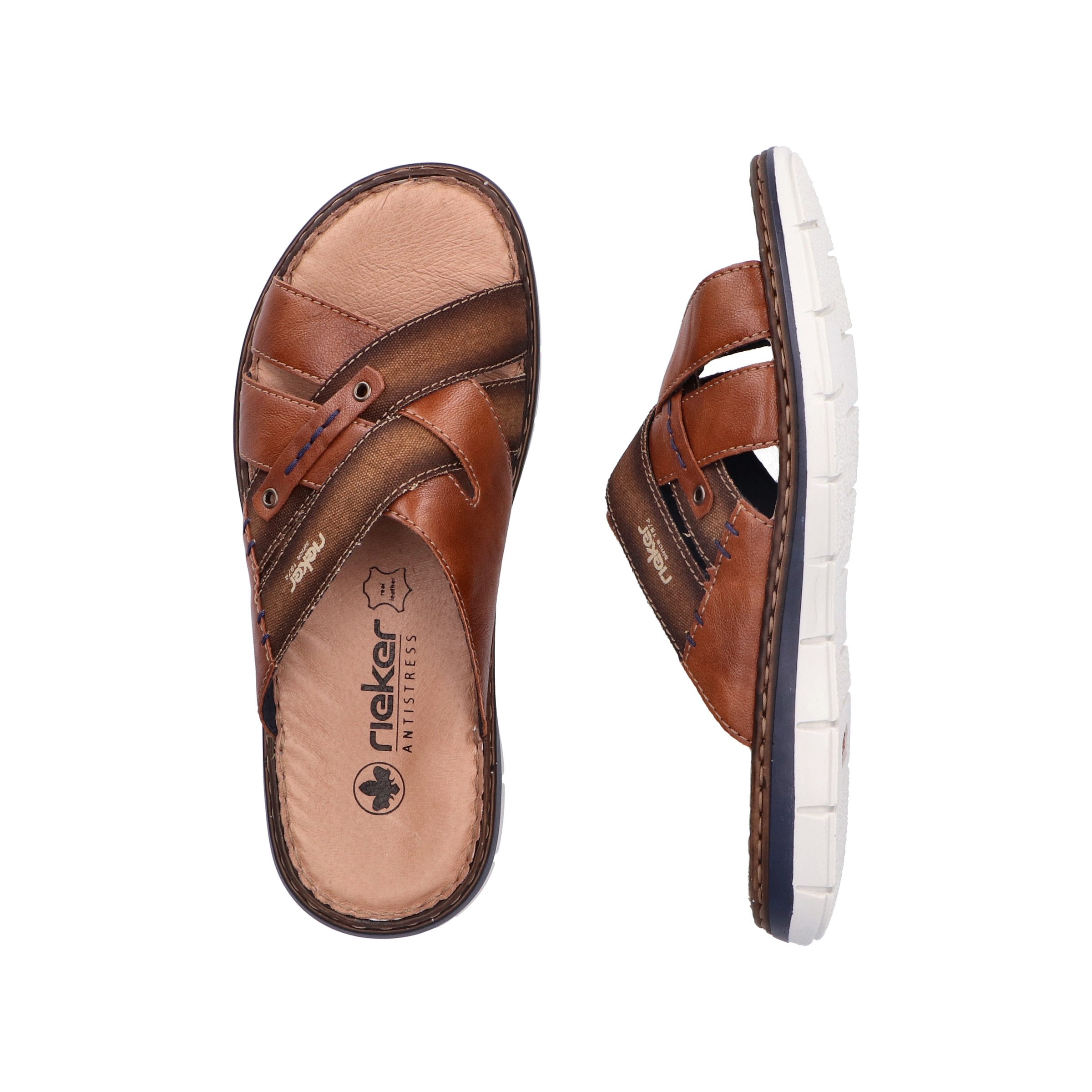 Rieker Pantolette, Sommerschuh, Schlappen, Poolslides, mit Leder-Innensohle