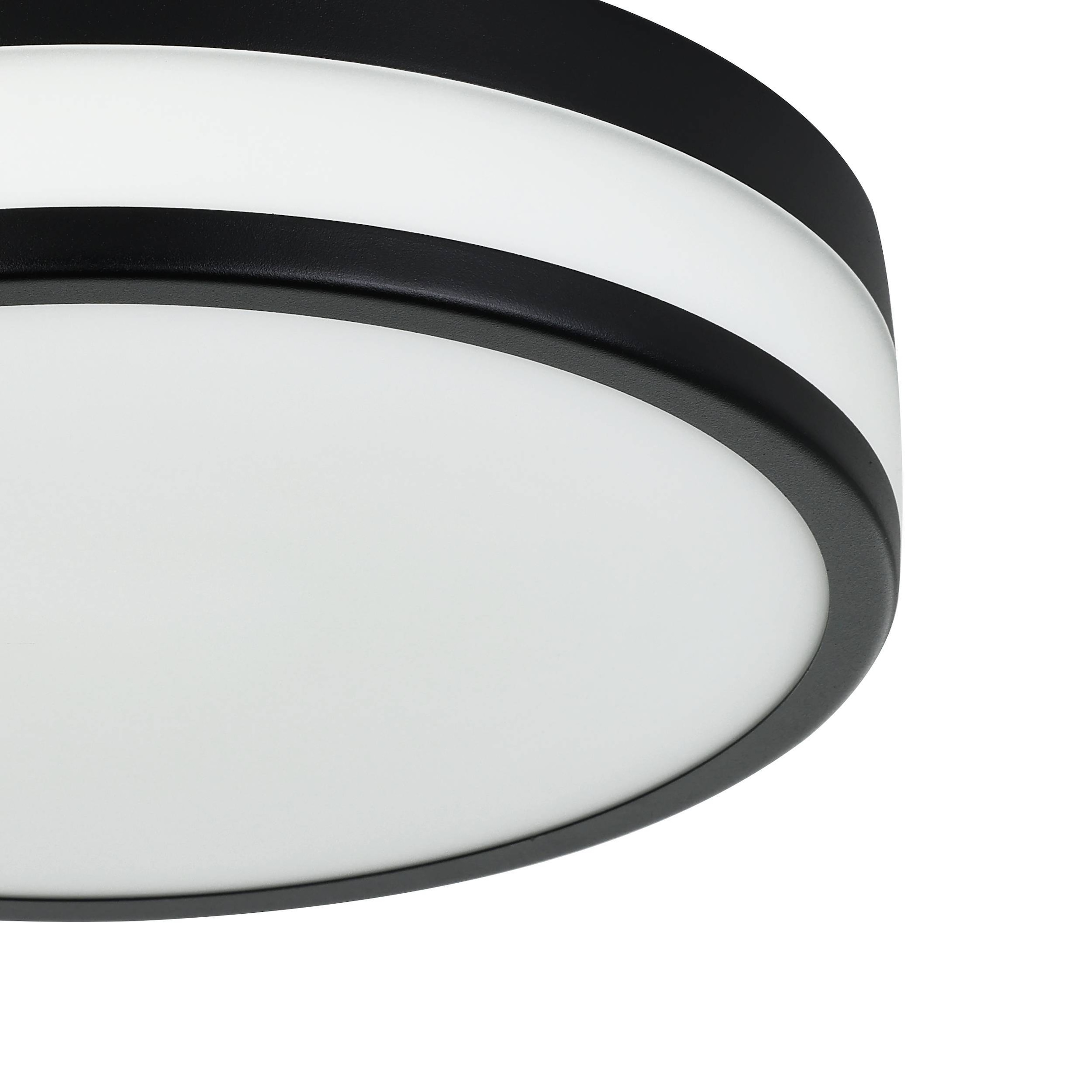 EGLO Deckenleuchte »LED Palermo Deckenlampe, Wohnzimmerlampe, Metall und Glas, IP44, Lampe« LED-Modul 1 Stk. Warmweiß Wand-/Deckenleuchte - H7,5 x Ø30 cm - schwarz - 3X5,7W inkl.