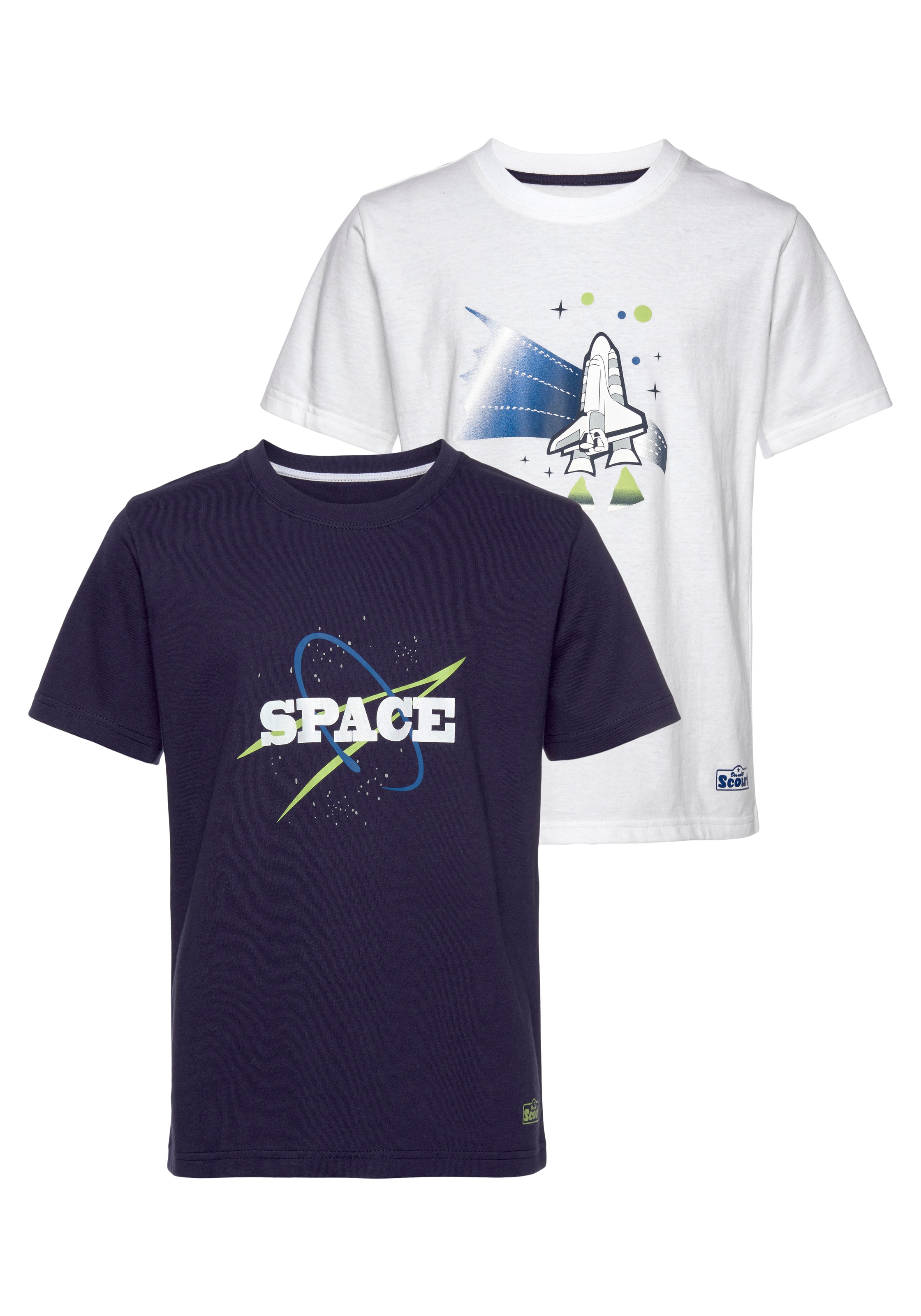 Scout T-Shirt »SPACE«, (Packung, 2er-Pack), aus Bio-Baumwolle
