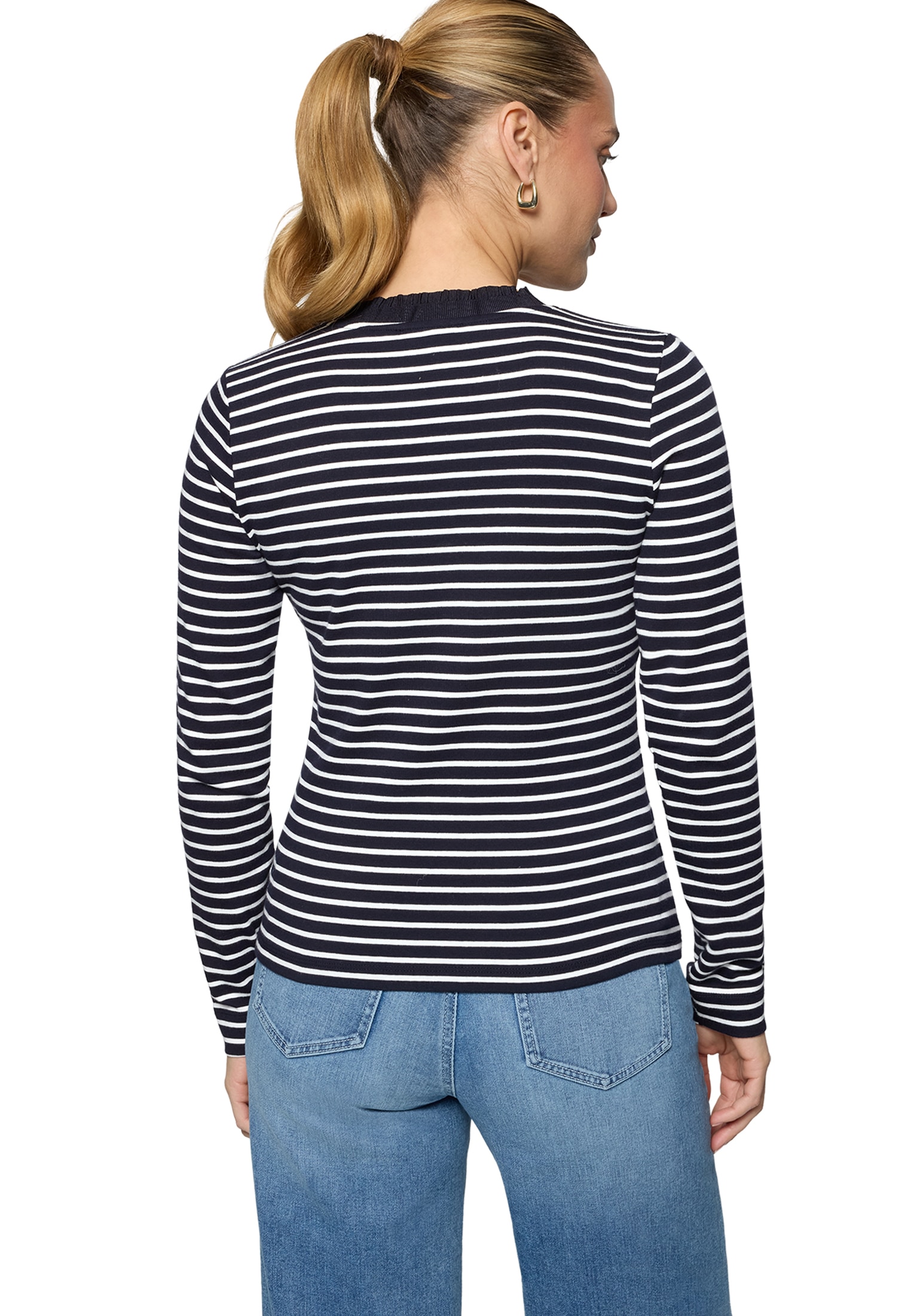 Zero 3/4-Arm-Shirt »Ringelshirt mit Knopfleiste«