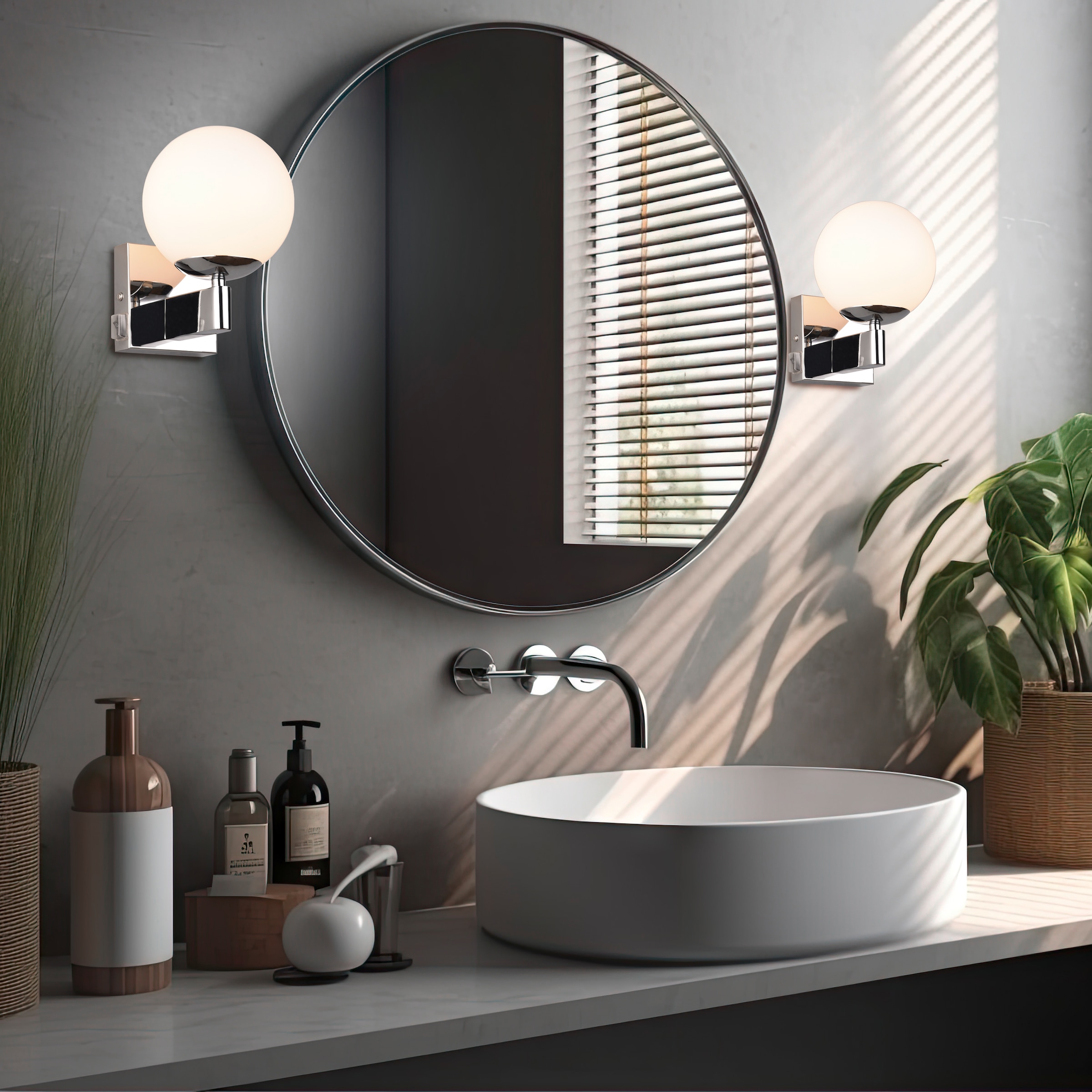 TRIO Leuchten Wandleuchte »KULA, Badezimmer Wandlampe, exkl. 1x E14 max 10W, mit Schalter, IP44« E14 1 Stk. warmweiß - kaltweiß Badlampe, Badleuchte mit Glasschirm Ø 14cm, chromfarbig, Kippschalter