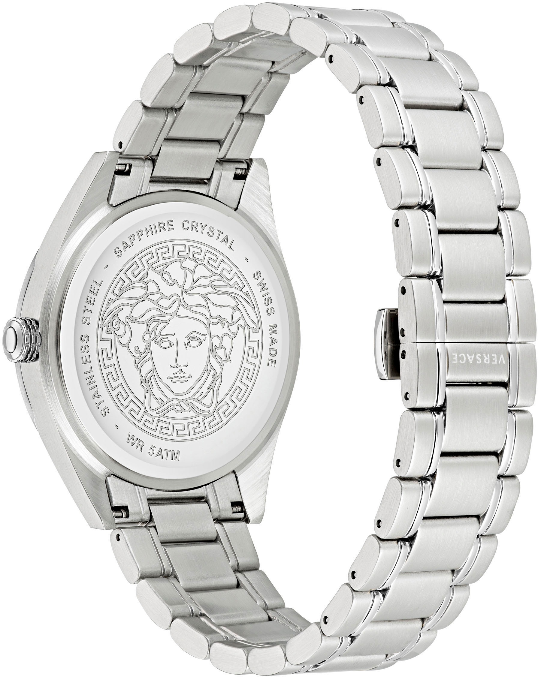 Versace Quarzuhr »V-CODE, VE6A00423«, Armbanduhr, Herrenuhr, Datum, Swiss Made, Leuchtzeiger, analog