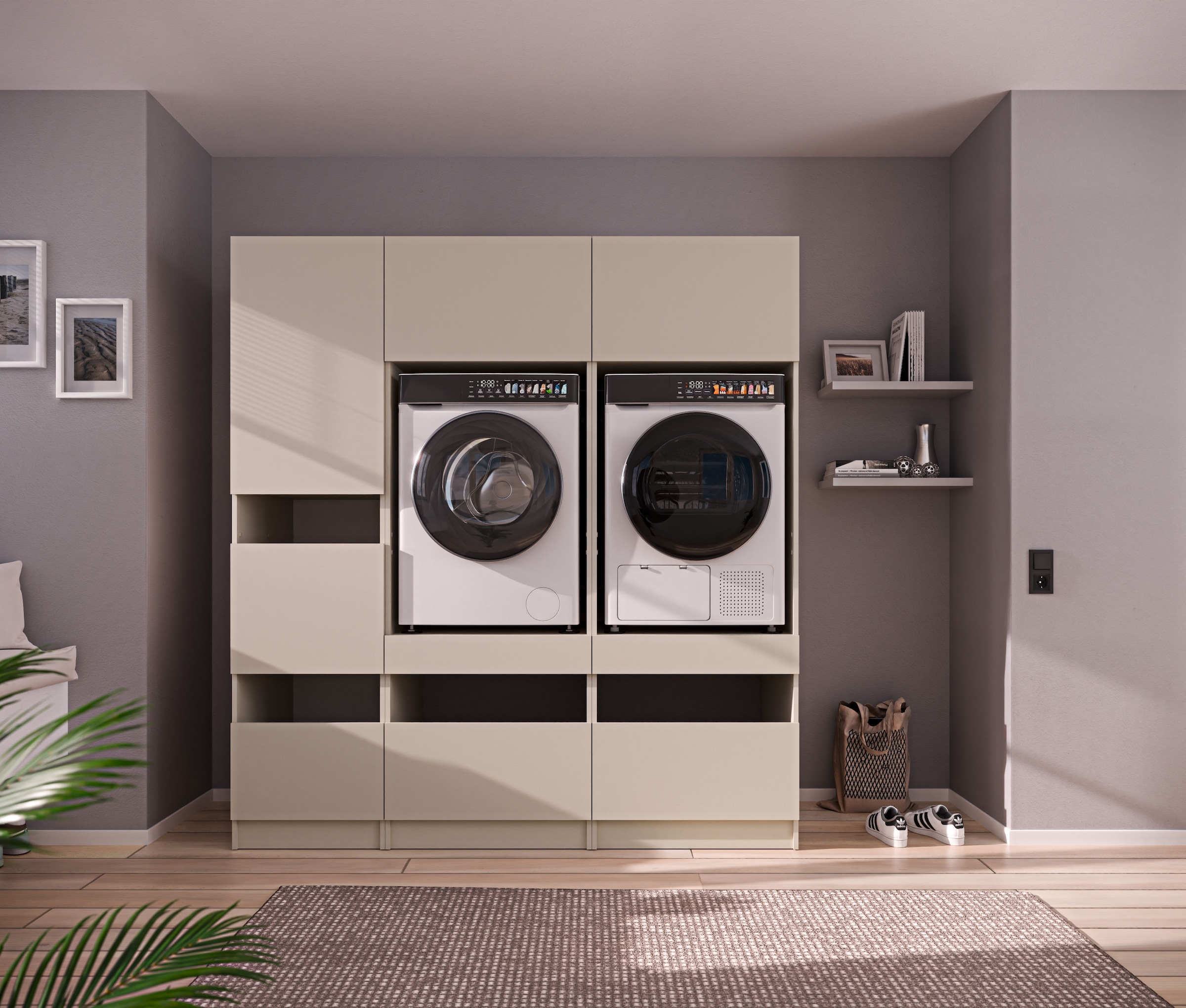 BASIC by Balculina Mehrzweckschrank-Set »Washhome B/T/H 186x68x200 cm« 3 Stk. tlg.