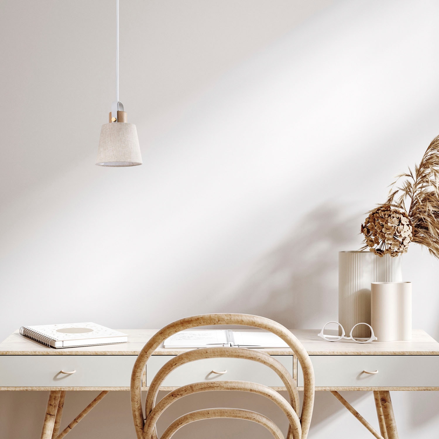 Paco Home Pendelleuchte »MARTA«, Leuchtmittel E27 | ohne Leuchtmittel, Wohnzimmer Esszimmer Industrial Design E27 Stoffschirm 1,5m Kabel