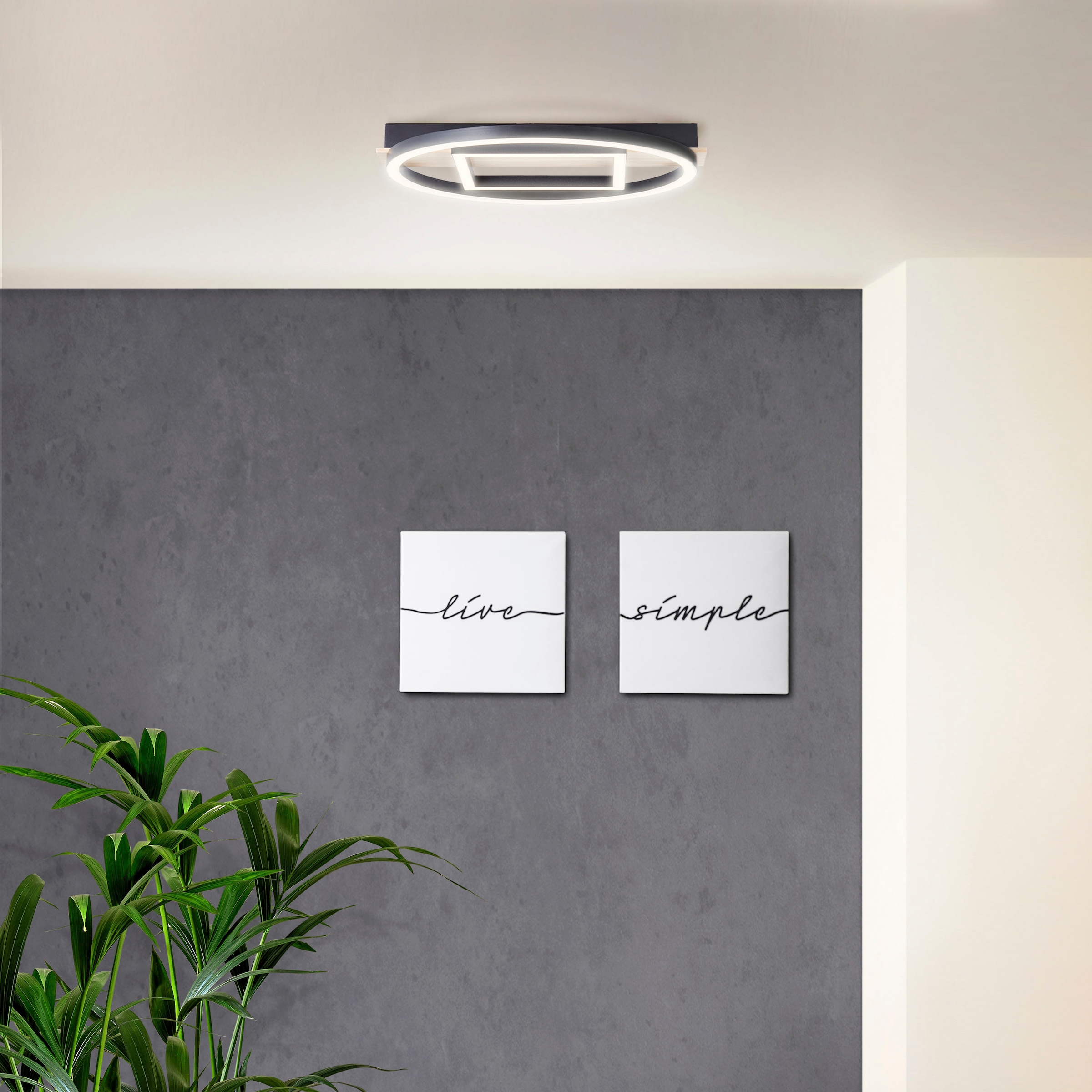 my home LED Deckenleuchte »Lysann«, 39 x 37 cm, 24 W, 2500 lm, 3000 K, Holz/ Metall, braun/schwarz bei OTTO