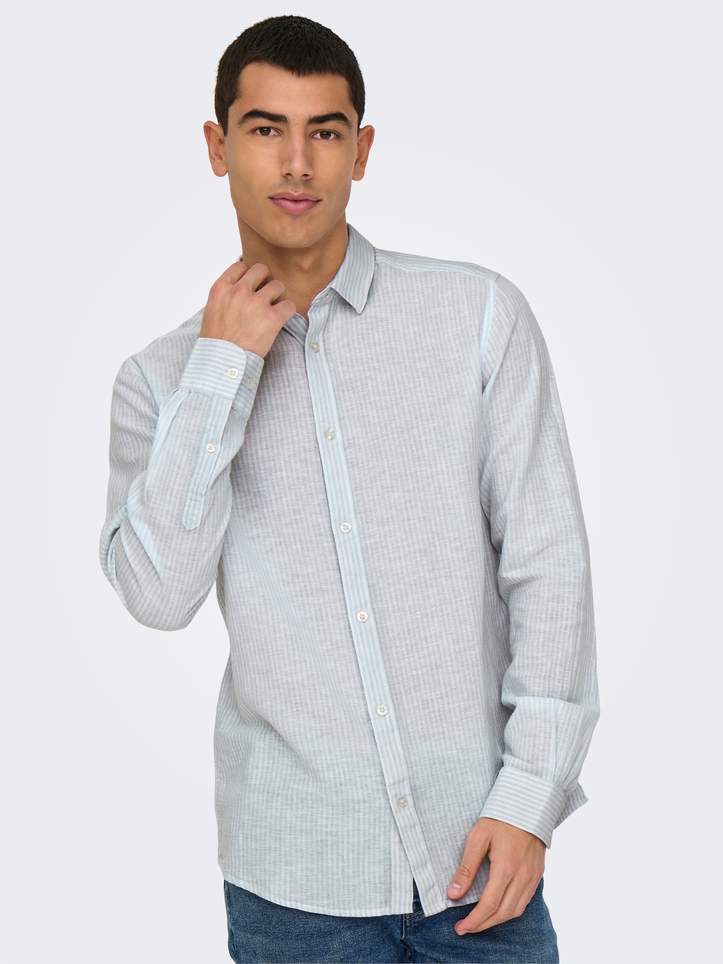 ONLY & SONS Kurzarmhemd »ONSCAIDEN LS STRIPE LINEN SHIRT 660 NOOS«