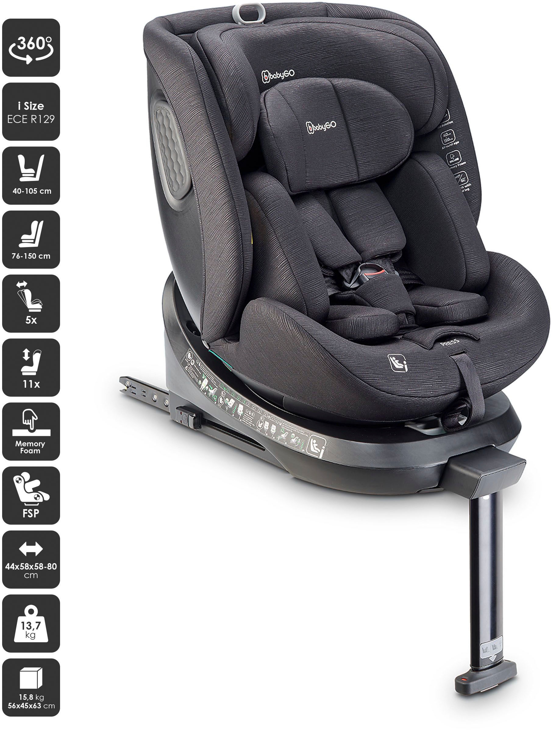 BabyGo Autokindersitz »Move 360 I Size« für Körpergröße von 40-150 cm