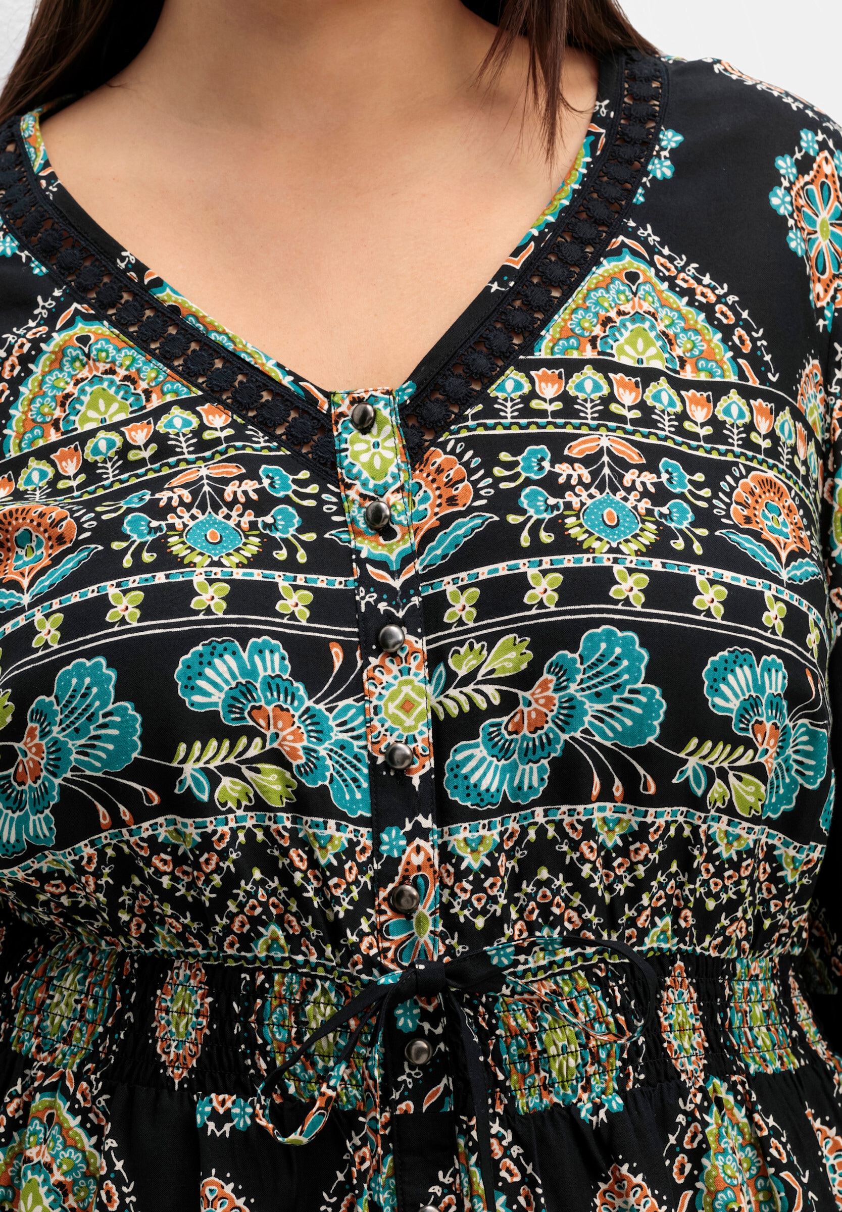 sheego by Joe Browns Maxikleid »Maxikleid Maxikleid im Boho-Stil« Ohne Tasche im Boho-Stil, mit Trompetenärmeln