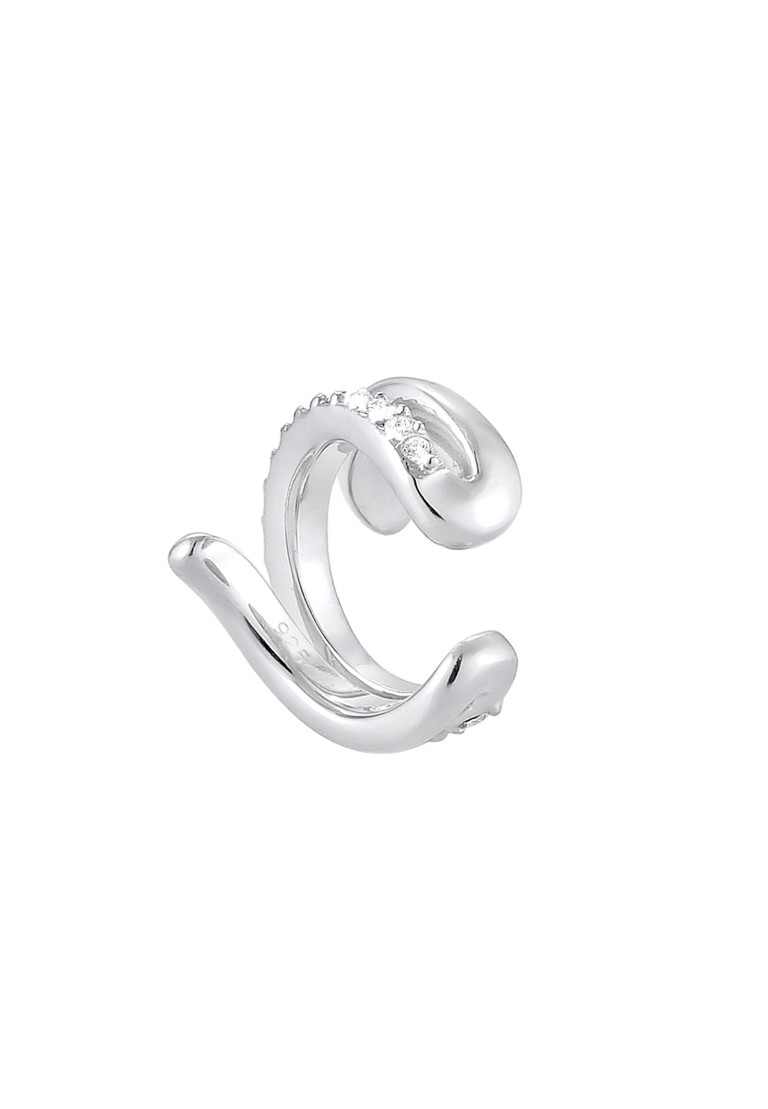 Elli Ohrklemme »Ohrringe Single Earcuff Twisted Kristalle Weiß 925 Sterling Silber«