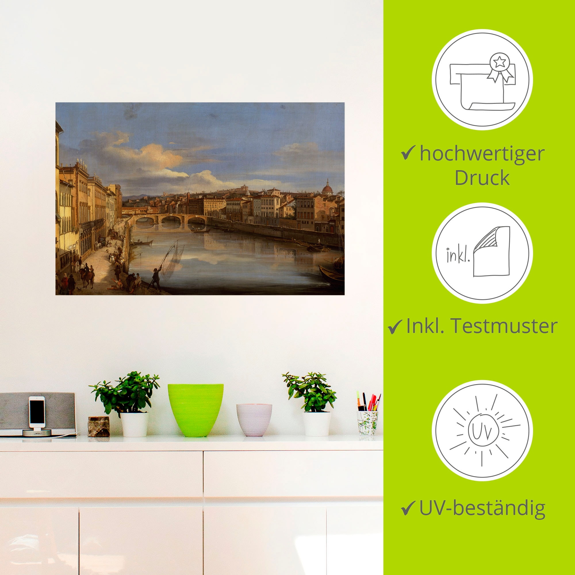 Artland Wandbild »Ein Blick auf den Arno«, Florenz, (1 St.), als Leinwandbild, Poster, Wandaufkleber in verschied. Größen